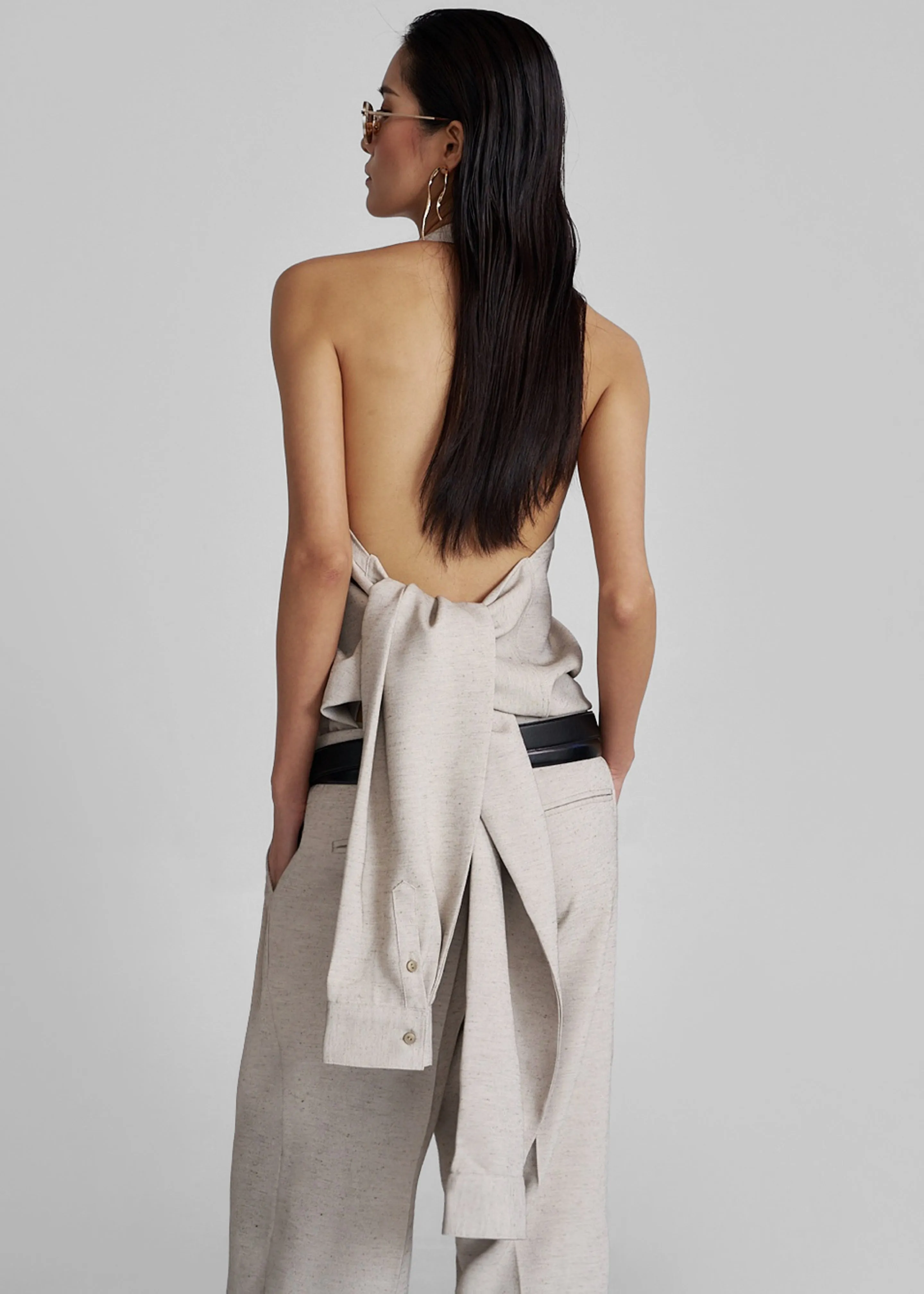 Corsham Halter Wrap Top - Beige Melange sold by Frankie Shop product image thumbnail 2