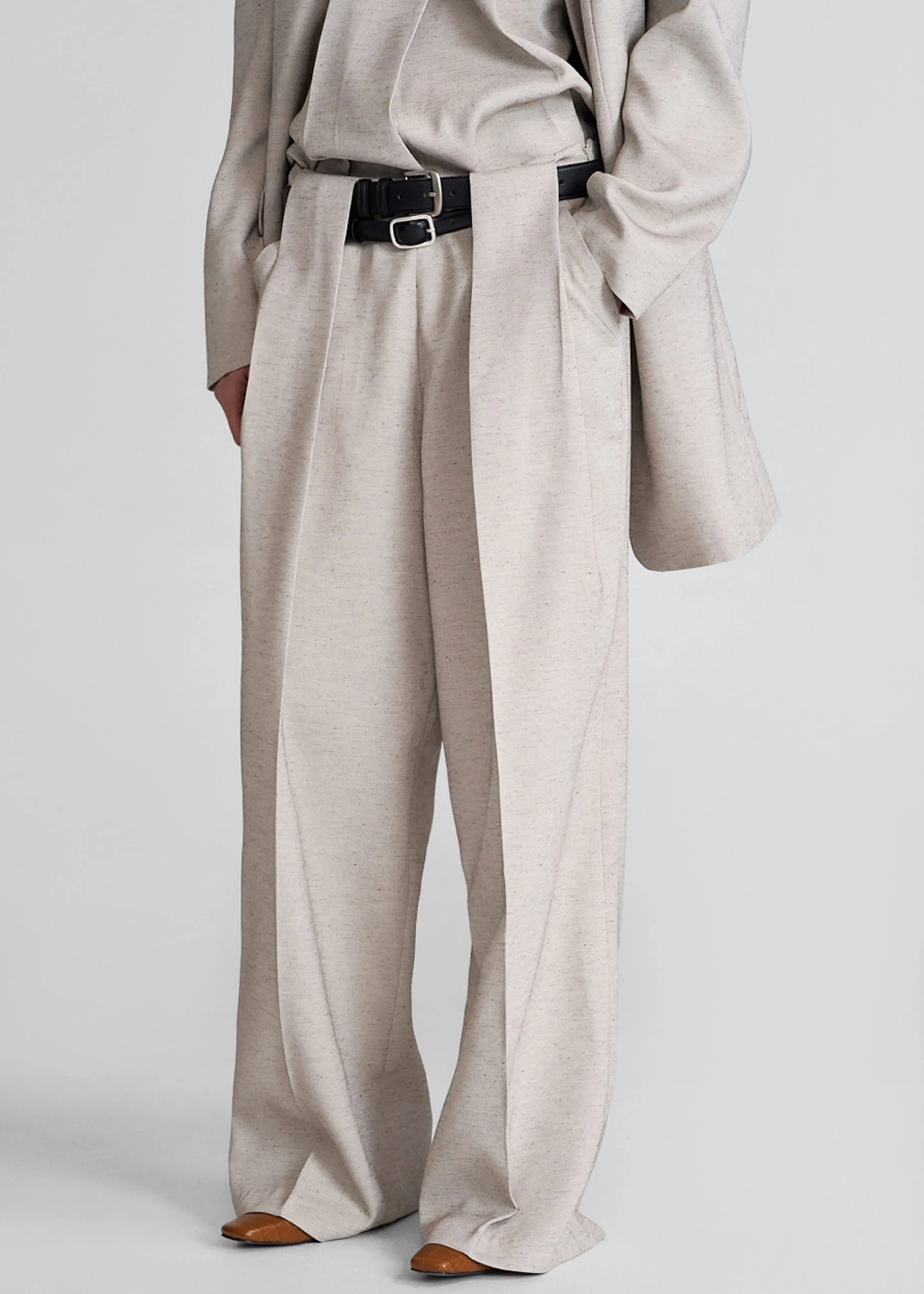 Corsham Pleated Trousers - Beige Melange sold by Frankie Shop product image thumbnail 2