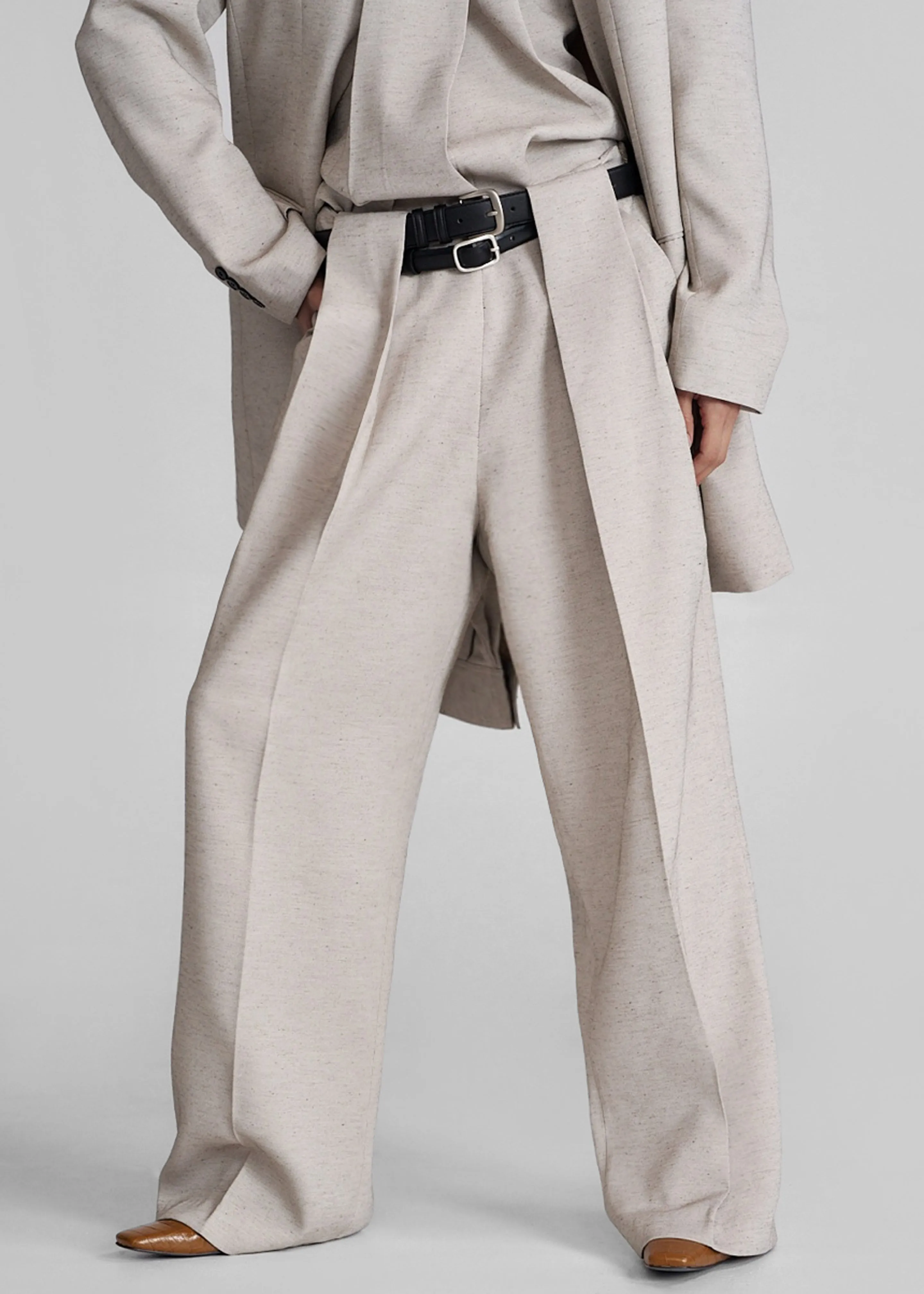 Corsham Pleated Trousers - Beige Melange sold by Frankie Shop product image thumbnail 5