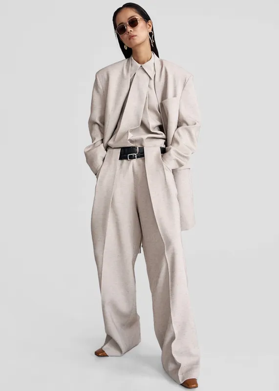 Corsham Pleated Trousers - Beige Melange sold by Frankie Shop