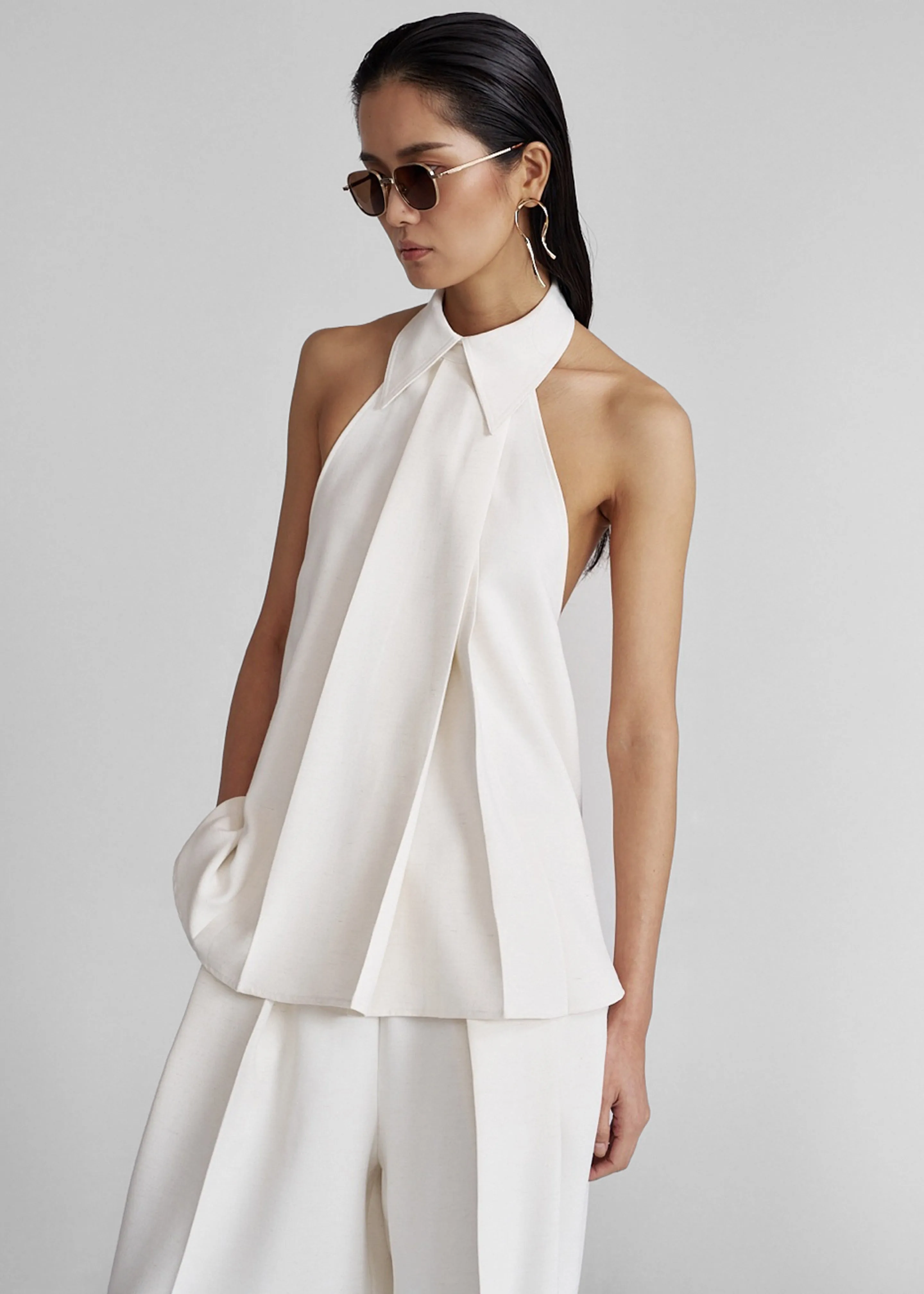 Corsham Halter Wrap Top - White sold by Frankie Shop