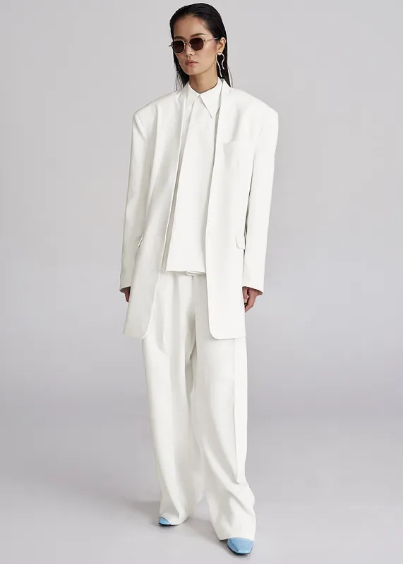 Corsham Collarless Oversized Blazer - White made by Frankie Shop