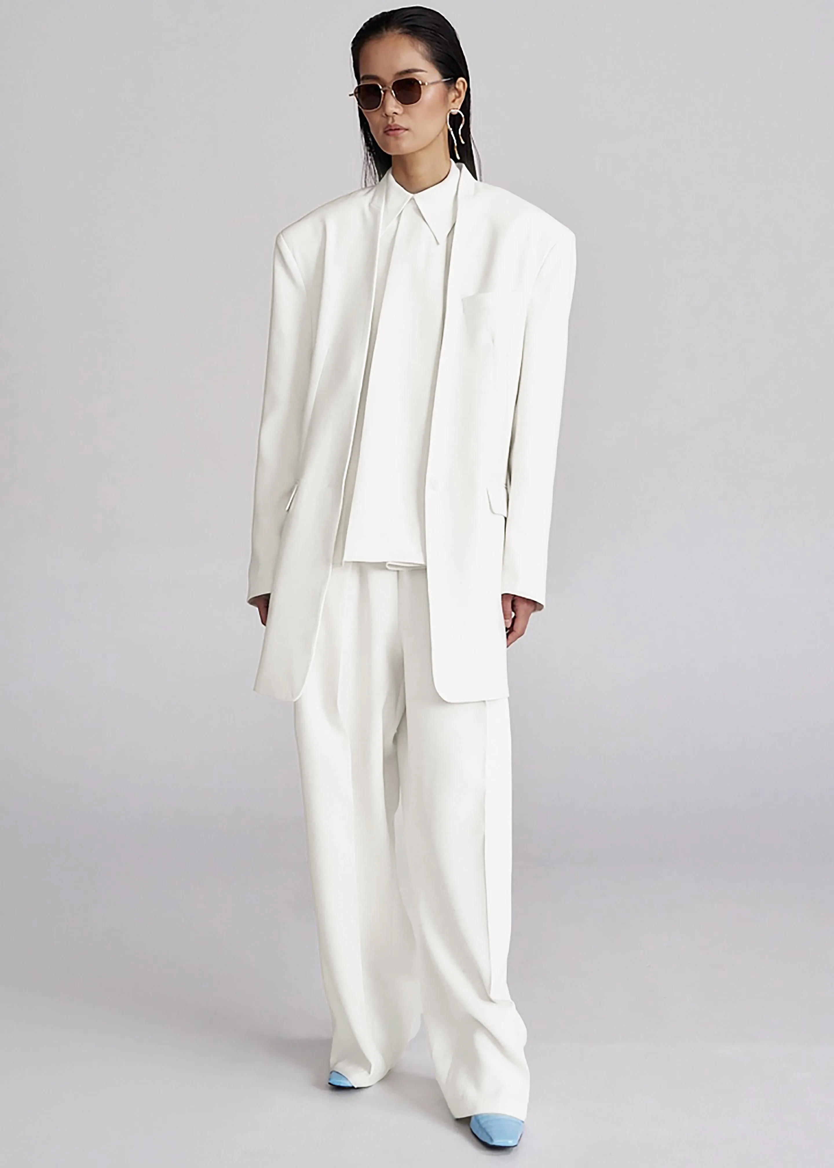 Corsham Collarless Oversized Blazer - White sold by Frankie Shop