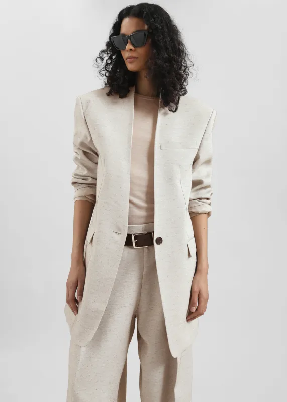 Corsham Collarless Oversized Blazer - Beige Melange sold by Frankie Shop