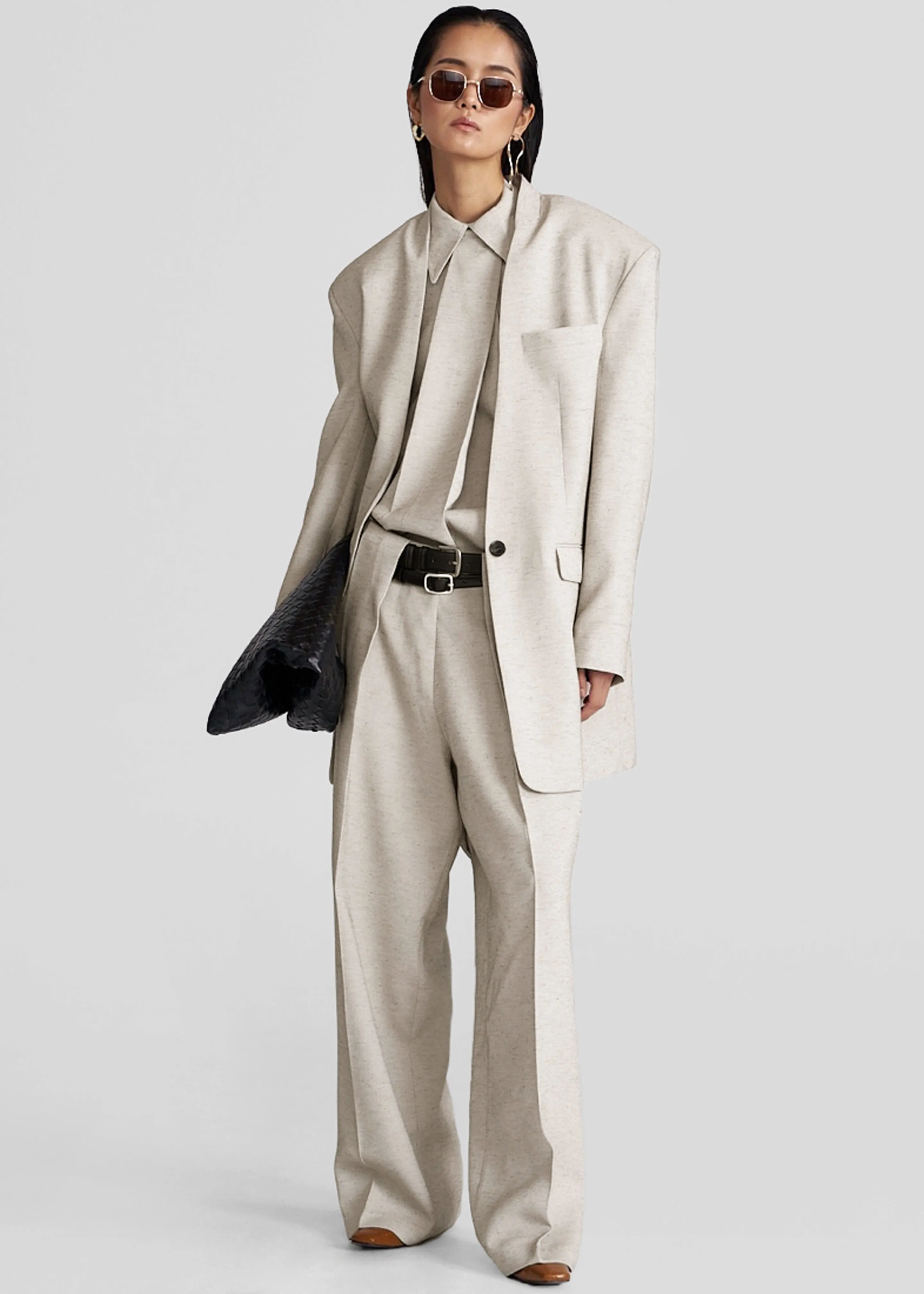 Corsham Collarless Oversized Blazer - Beige Melange sold by Frankie Shop product image thumbnail 5