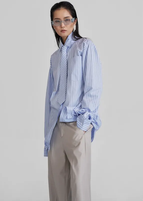 Connahy Tie Neck Shirt - Blue sold by Frankie Shop