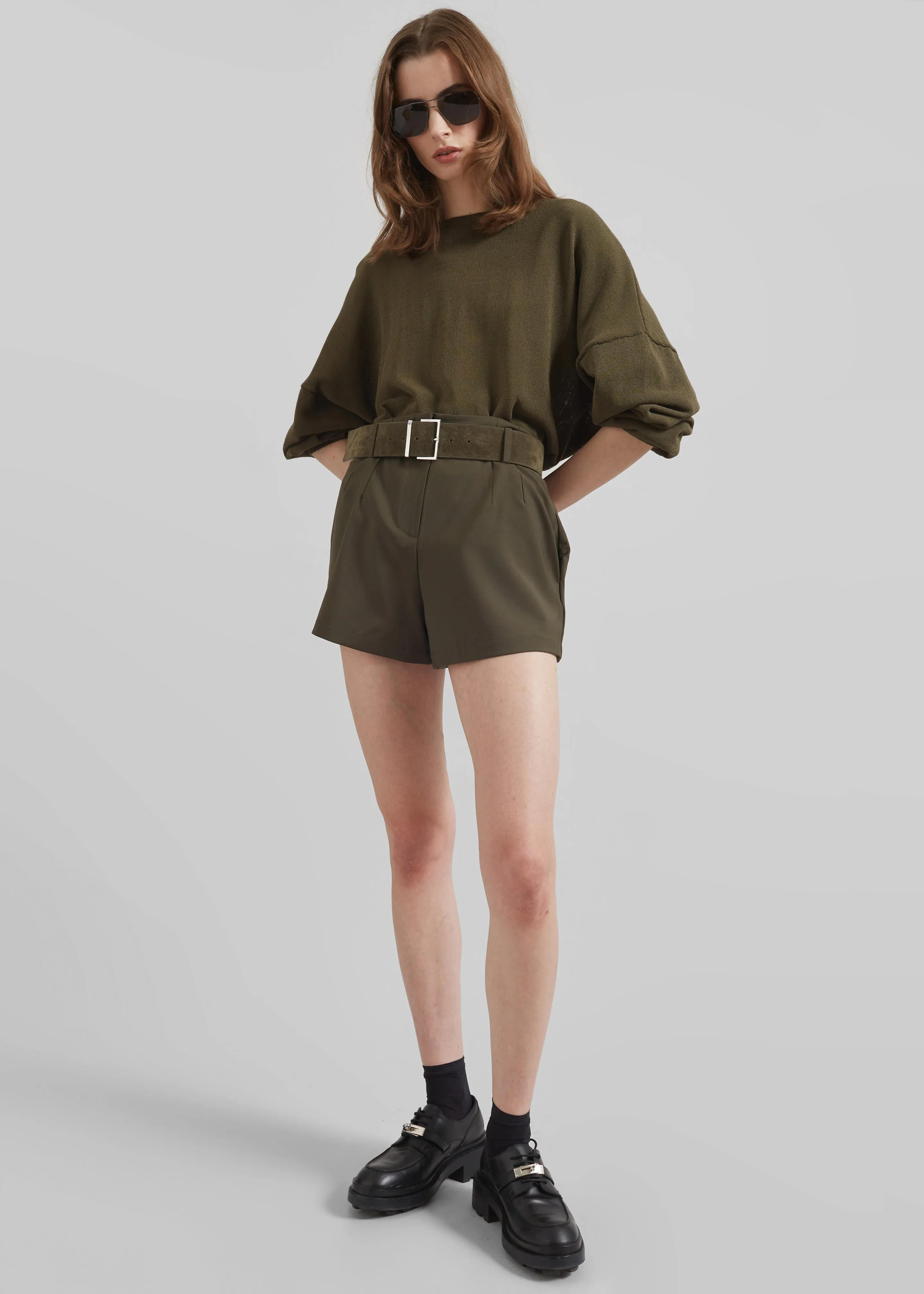 Lise Wool Blend Shorts - Khaki sold by Frankie Shop product image thumbnail 5