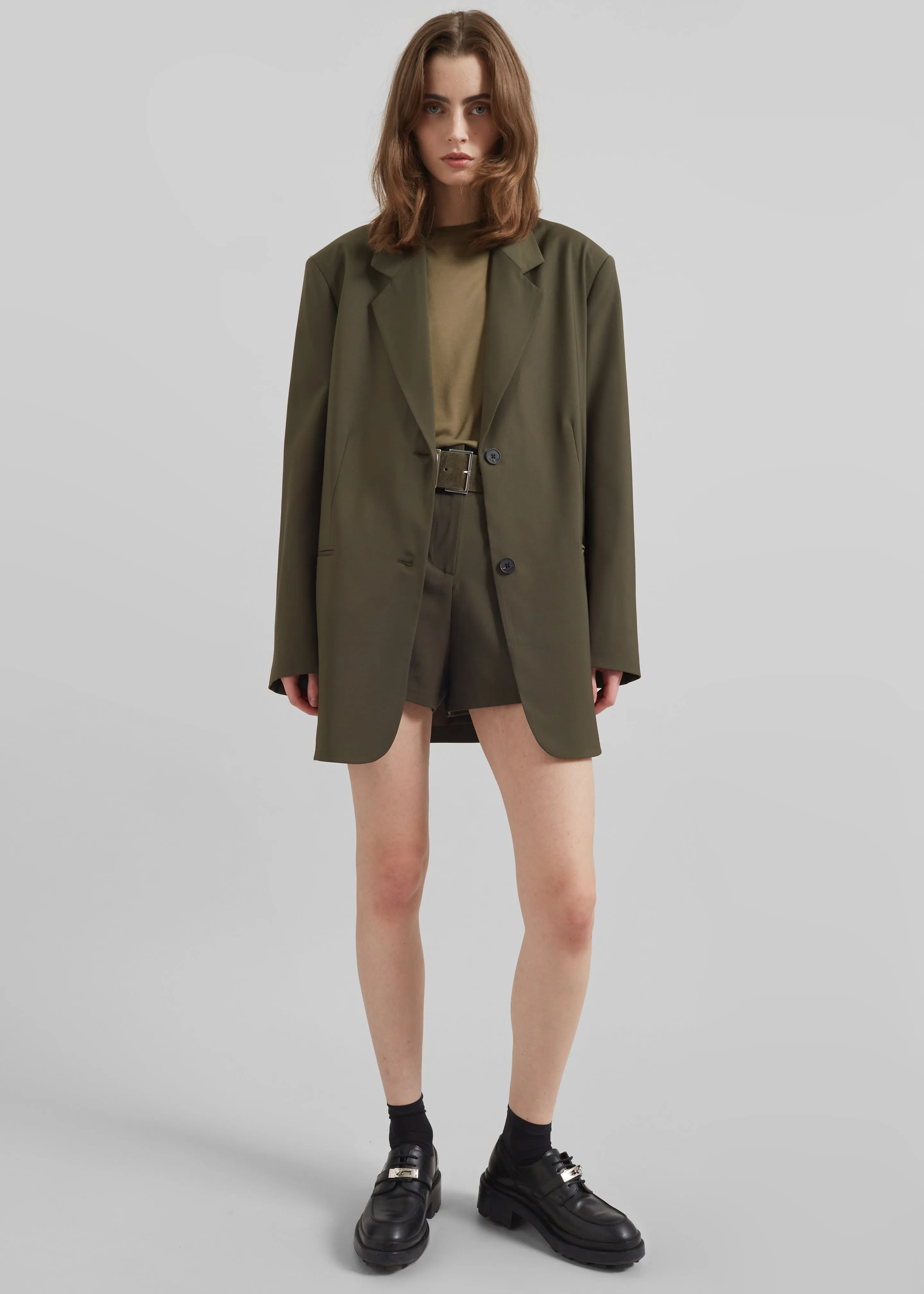 Lise Wool Blend Shorts - Khaki sold by Frankie Shop product image thumbnail 3