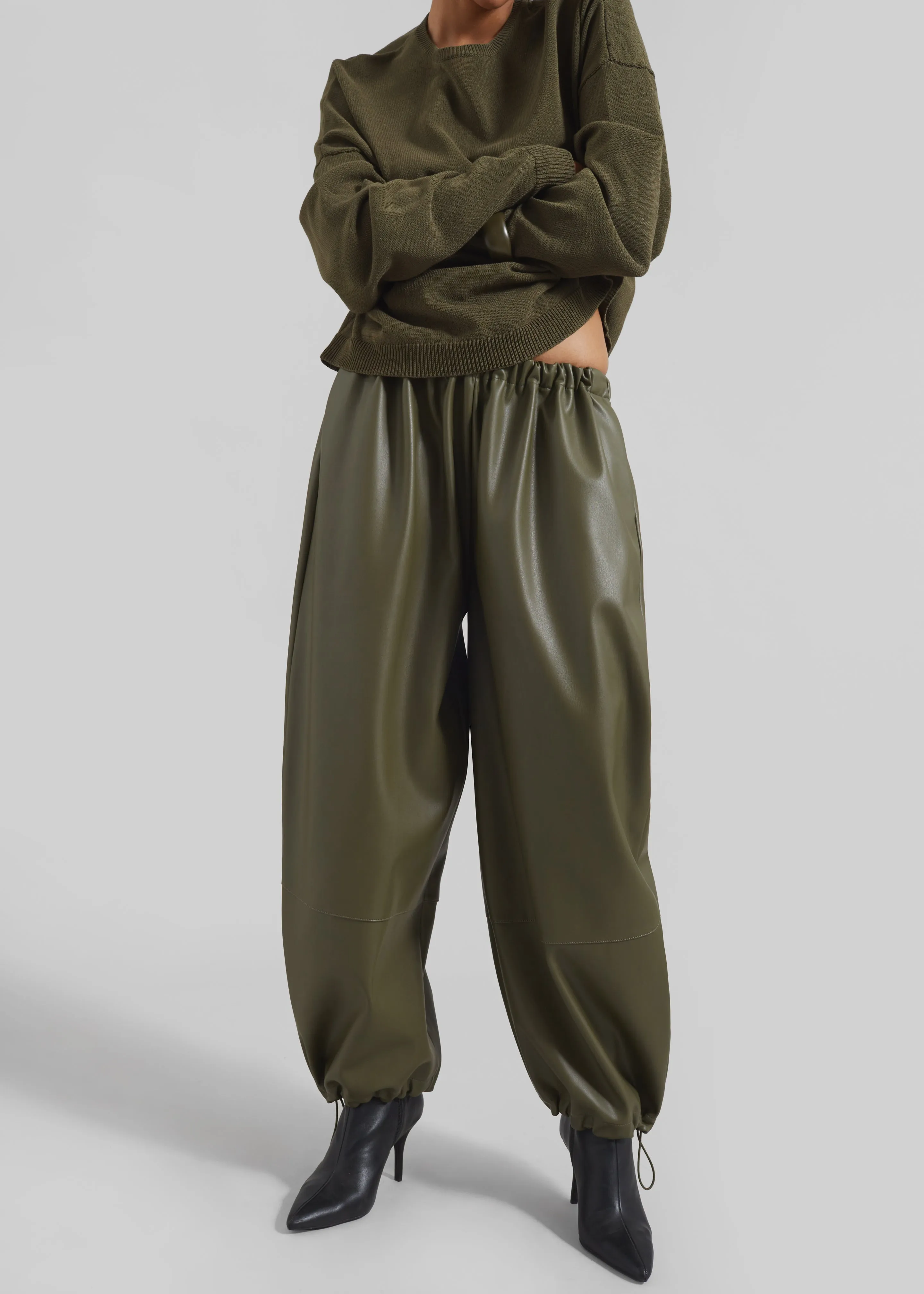 Briar Faux Leather Balloon Pants - Khaki sold by Frankie Shop