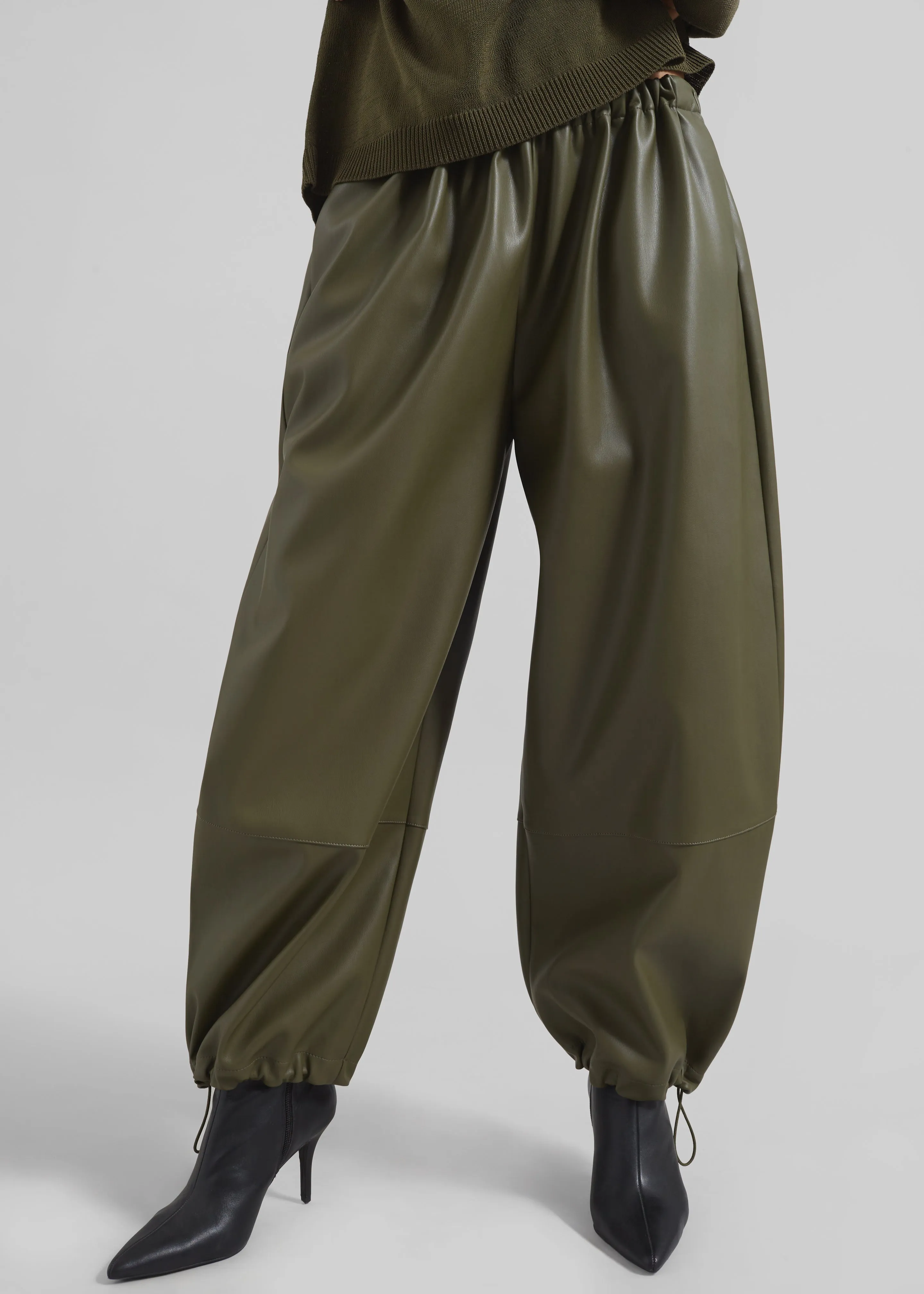 Briar Faux Leather Balloon Pants - Khaki sold by Frankie Shop product image thumbnail 3