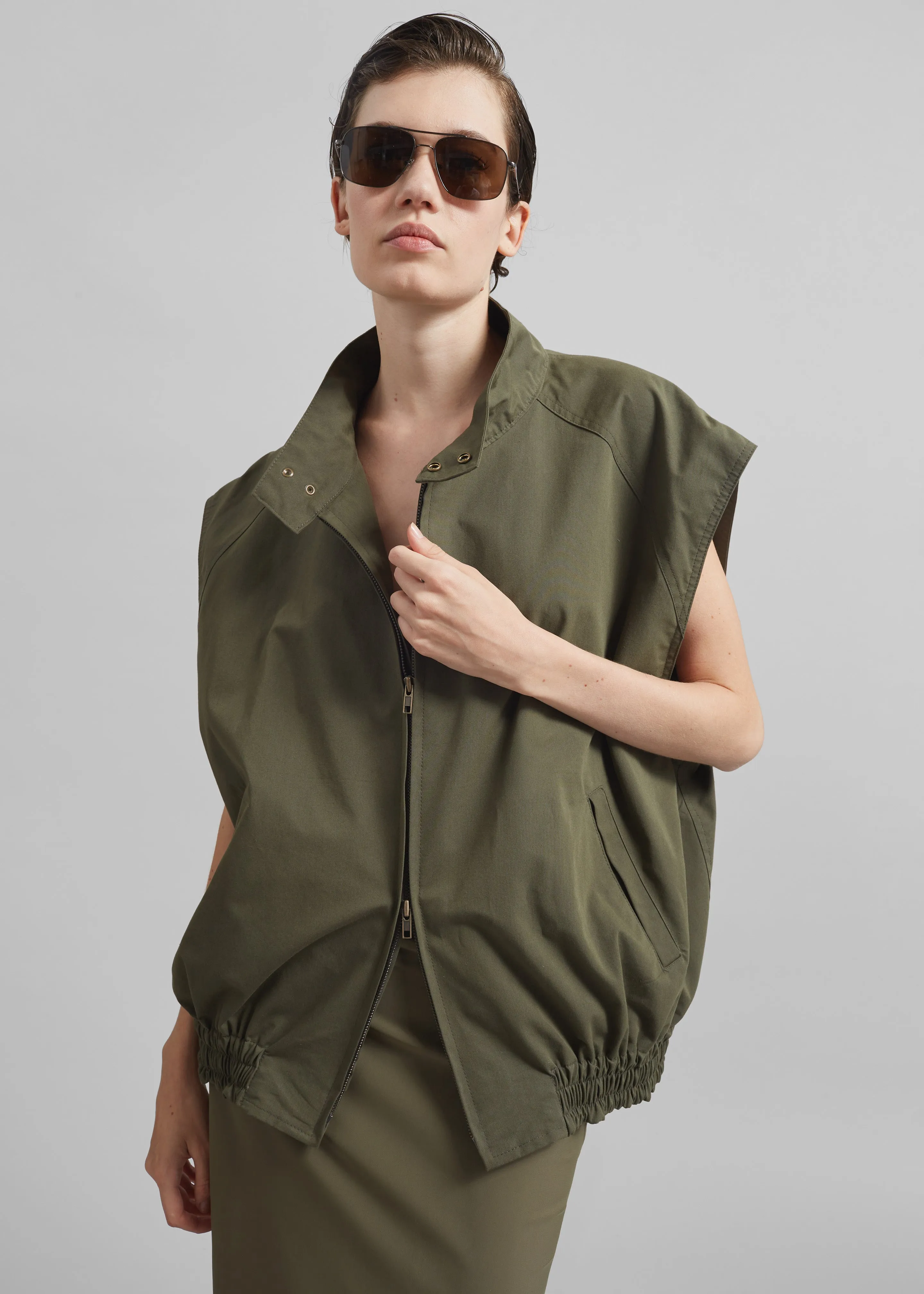 Caldain Sleeveless Jacket - Khaki sold by Frankie Shop product image thumbnail 5