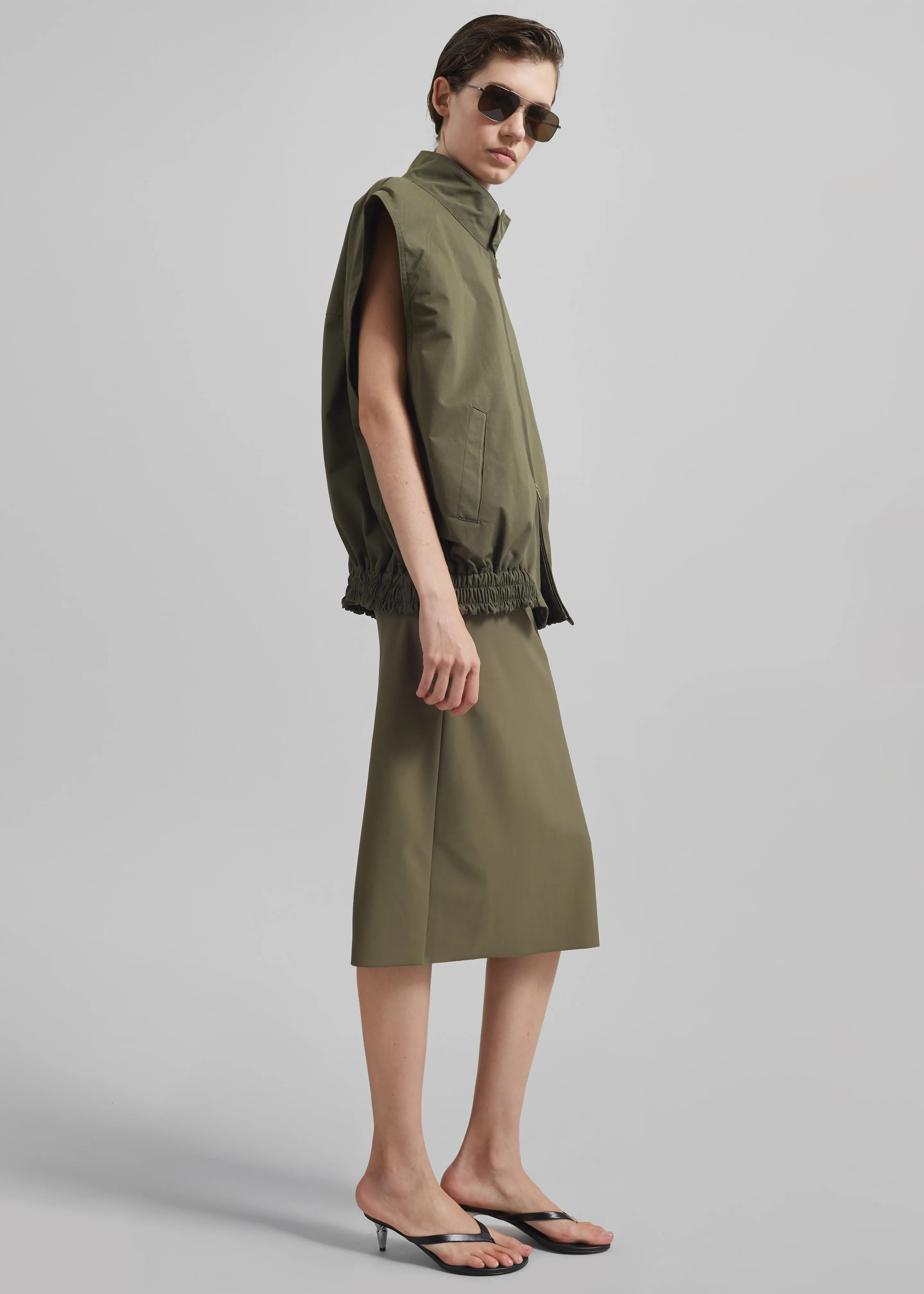Caldain Sleeveless Jacket - Khaki sold by Frankie Shop product image thumbnail 4