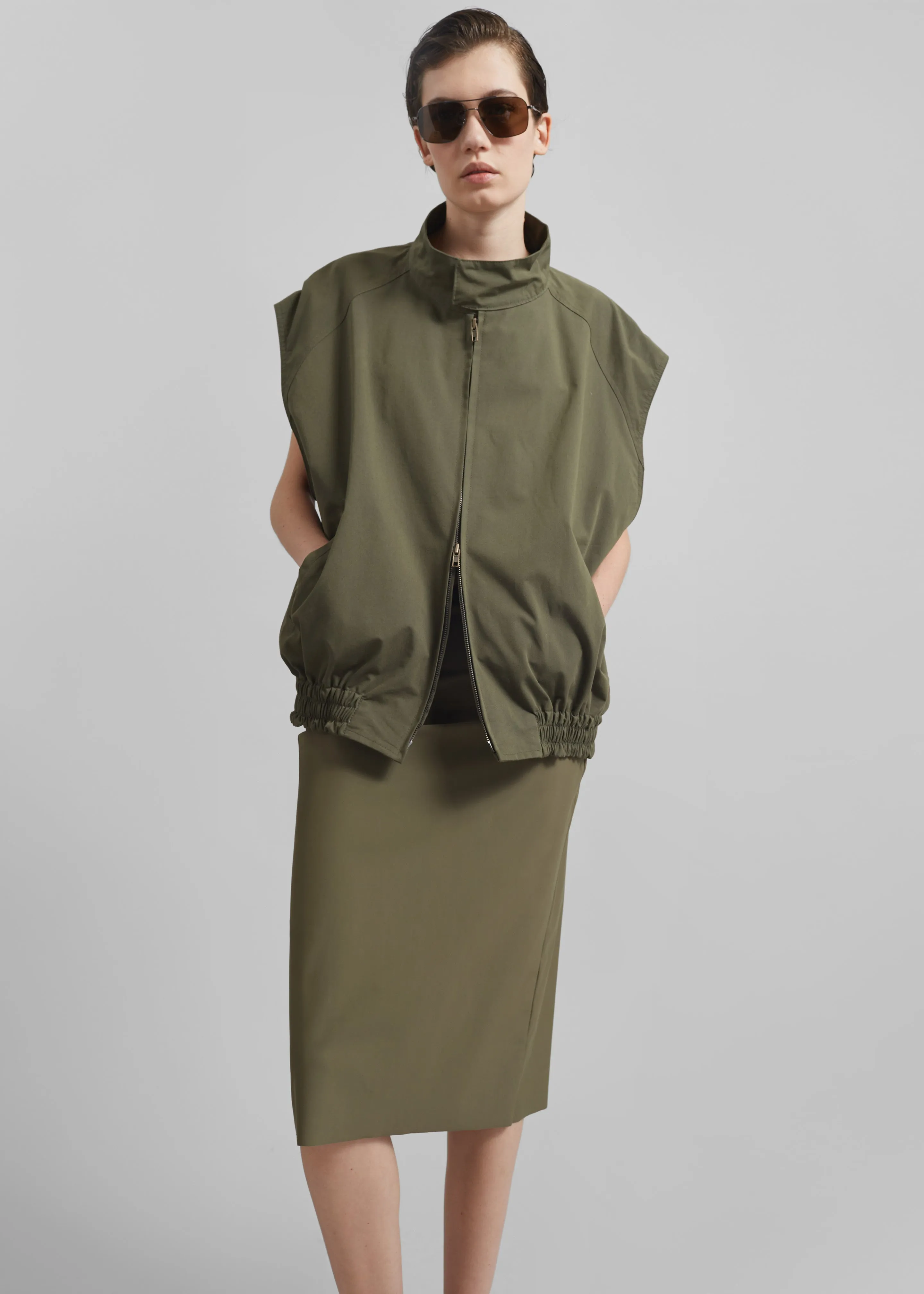 Caldain Sleeveless Jacket - Khaki sold by Frankie Shop