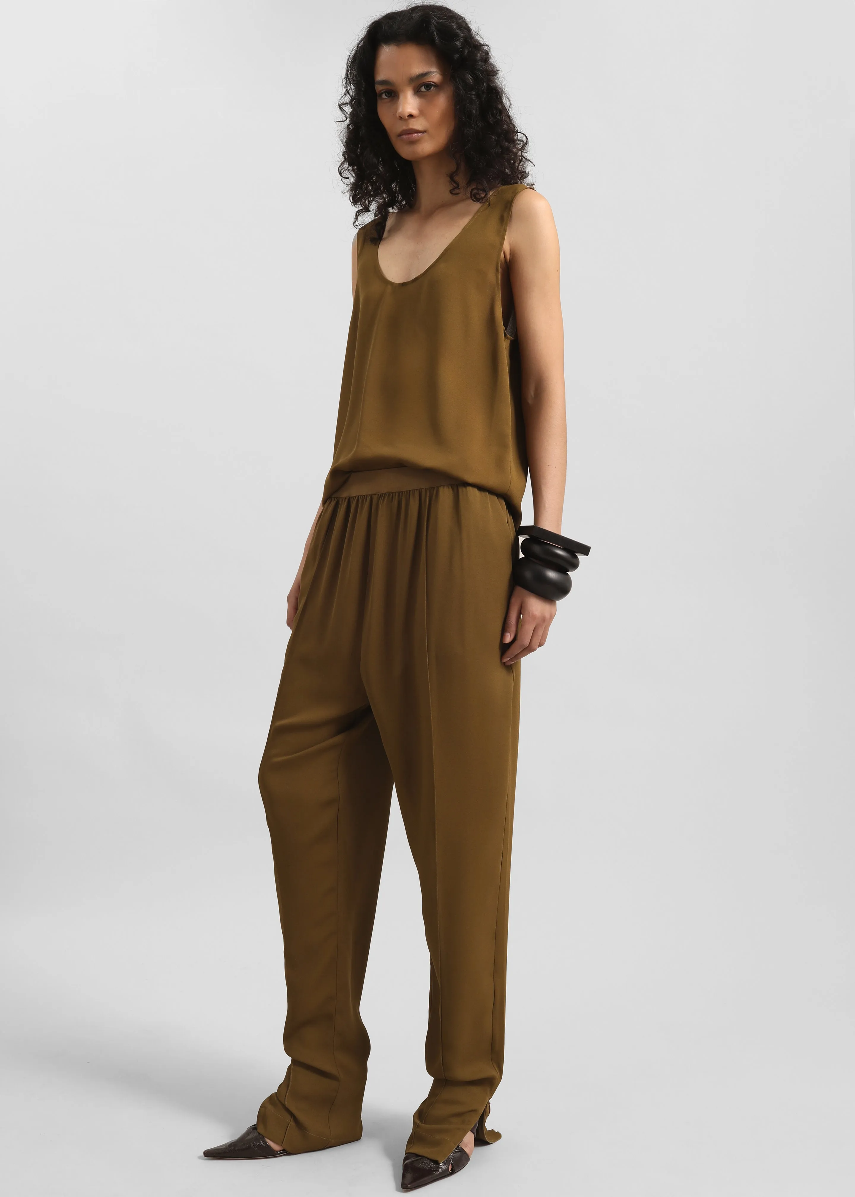 Hilo Fluid Slim Pants - Khaki Bronze sold by Frankie Shop