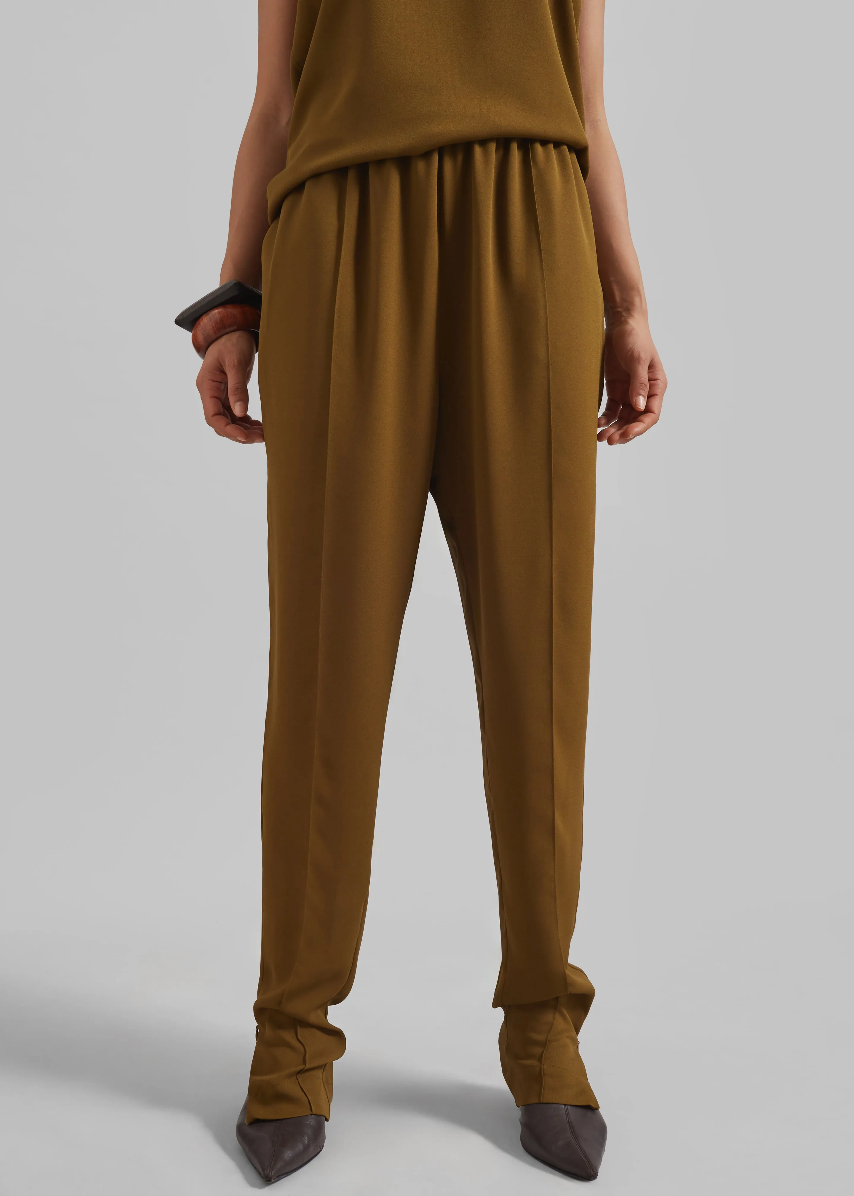 Hilo Fluid Slim Pants - Khaki Bronze sold by Frankie Shop product image thumbnail 2
