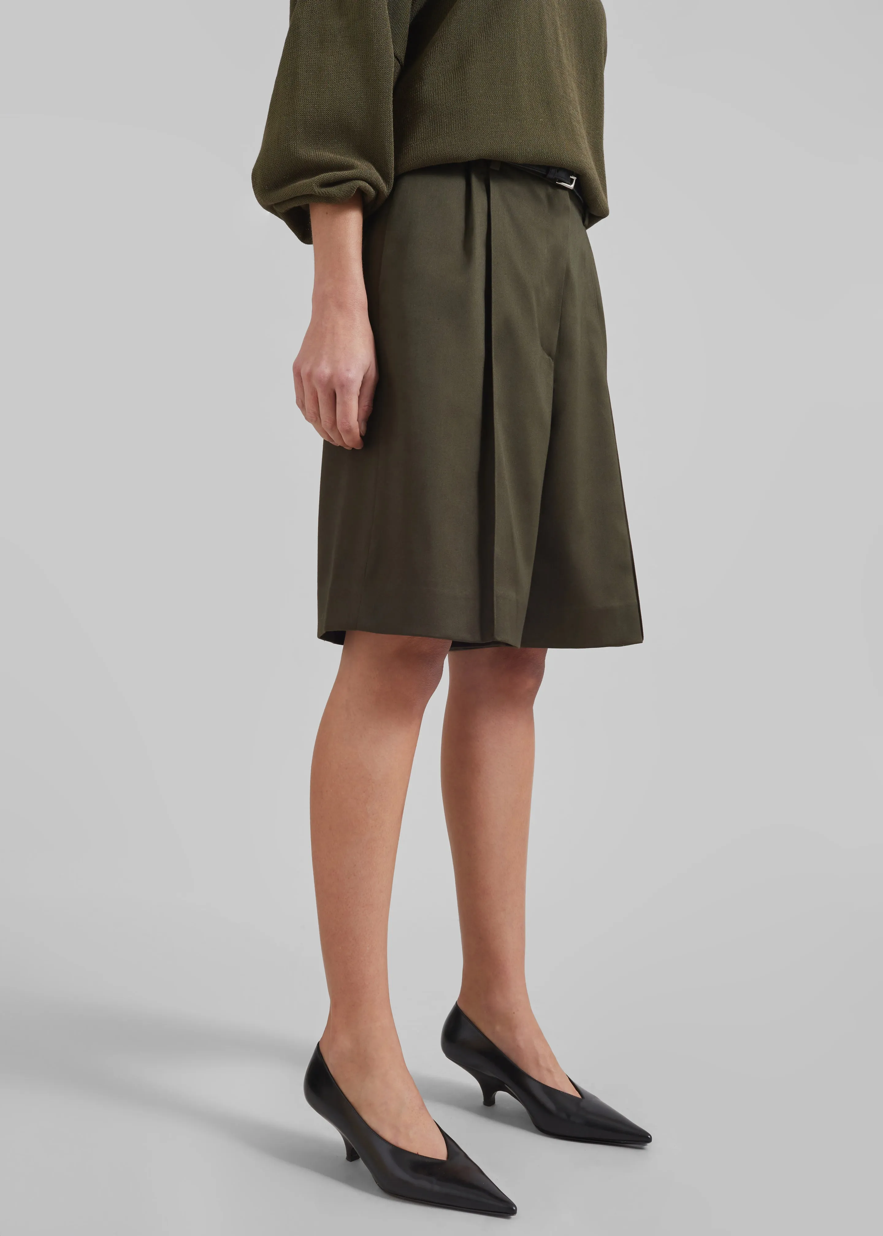 Marfa Pleated Bermuda Shorts - Khaki sold by Frankie Shop product image thumbnail 5