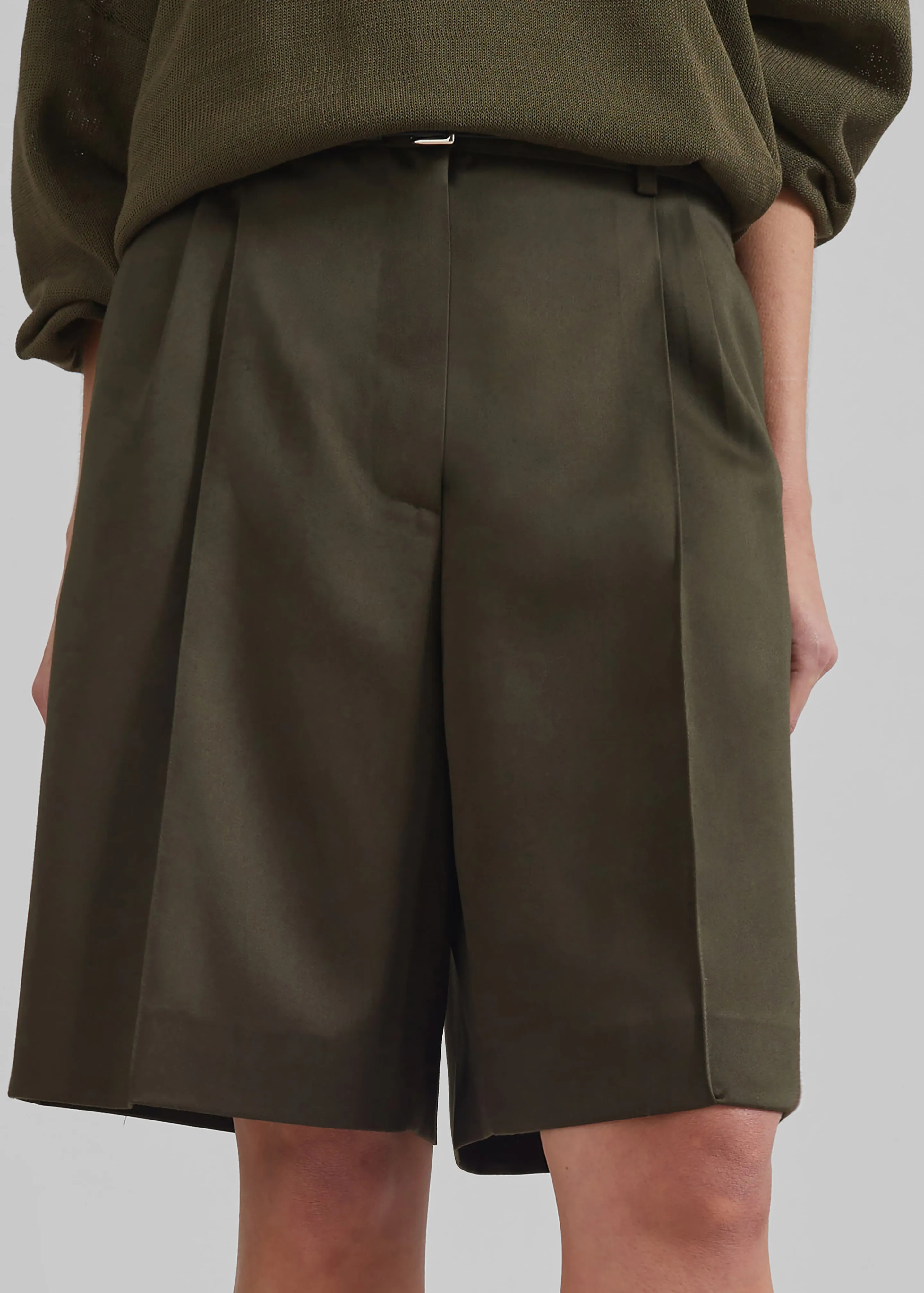 Marfa Pleated Bermuda Shorts - Khaki sold by Frankie Shop product image thumbnail 4