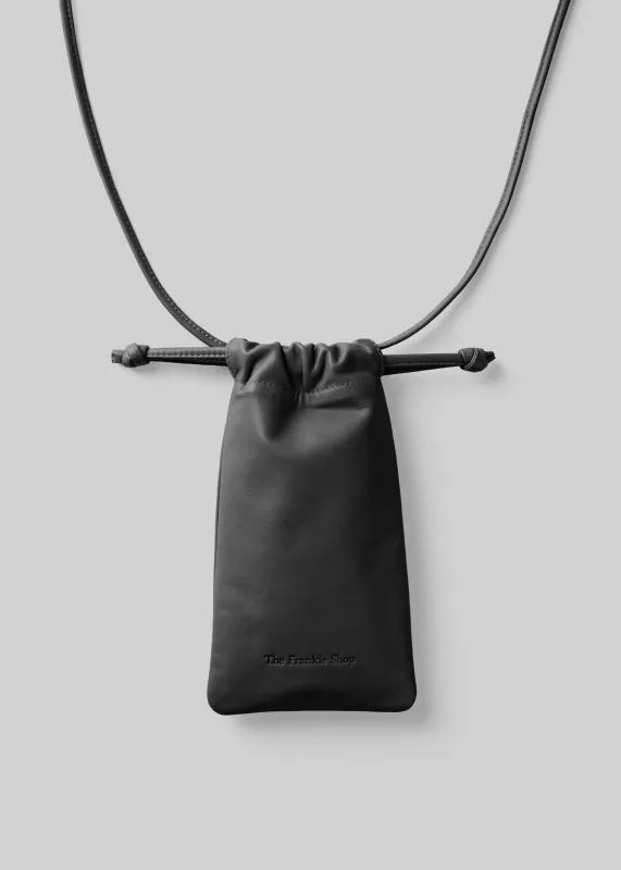 Lyon Drawstring Leather Pouch - Black made by Frankie Shop