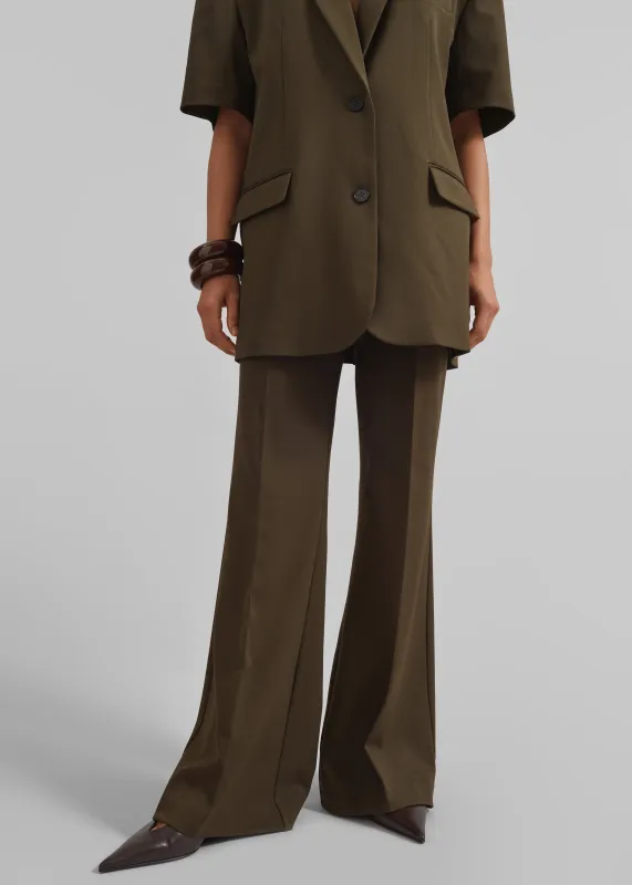 Maisie Bootcut Twill Pants - Khaki sold by Frankie Shop
