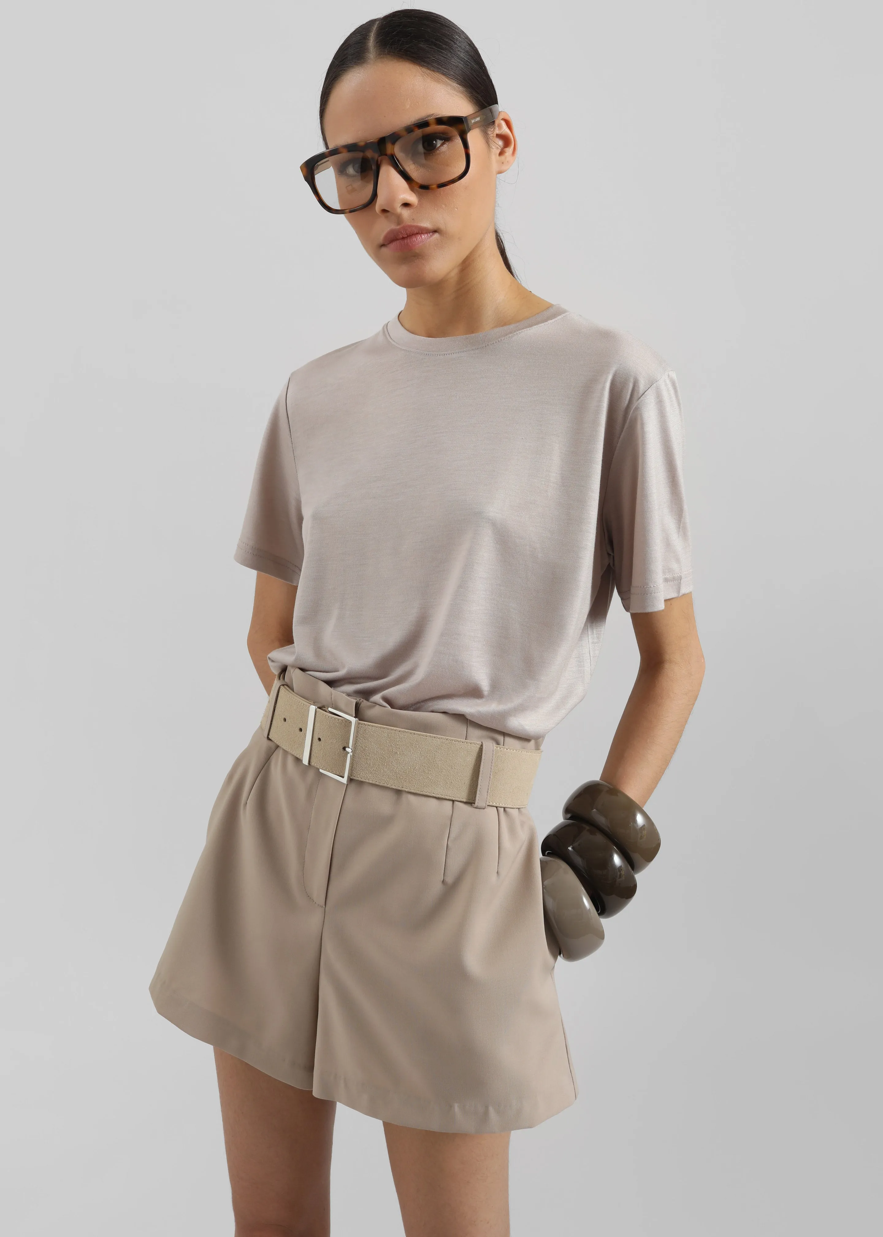 Lise Wool Blend Shorts - Beige sold by Frankie Shop product image thumbnail 4