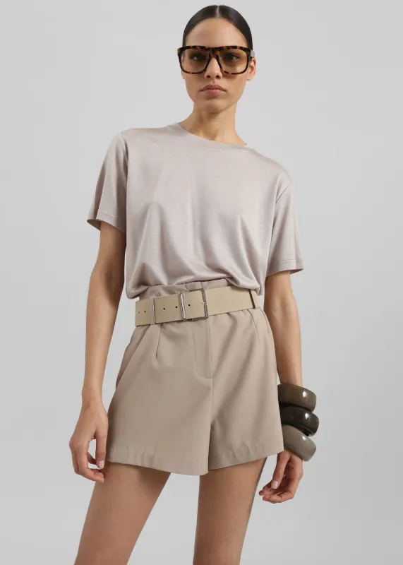Lise Wool Blend Shorts - Beige sold by Frankie Shop