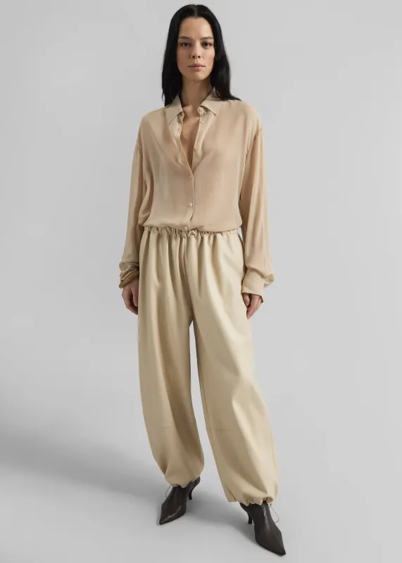 Briar Faux Leather Balloon Pants - Beige made by Frankie Shop