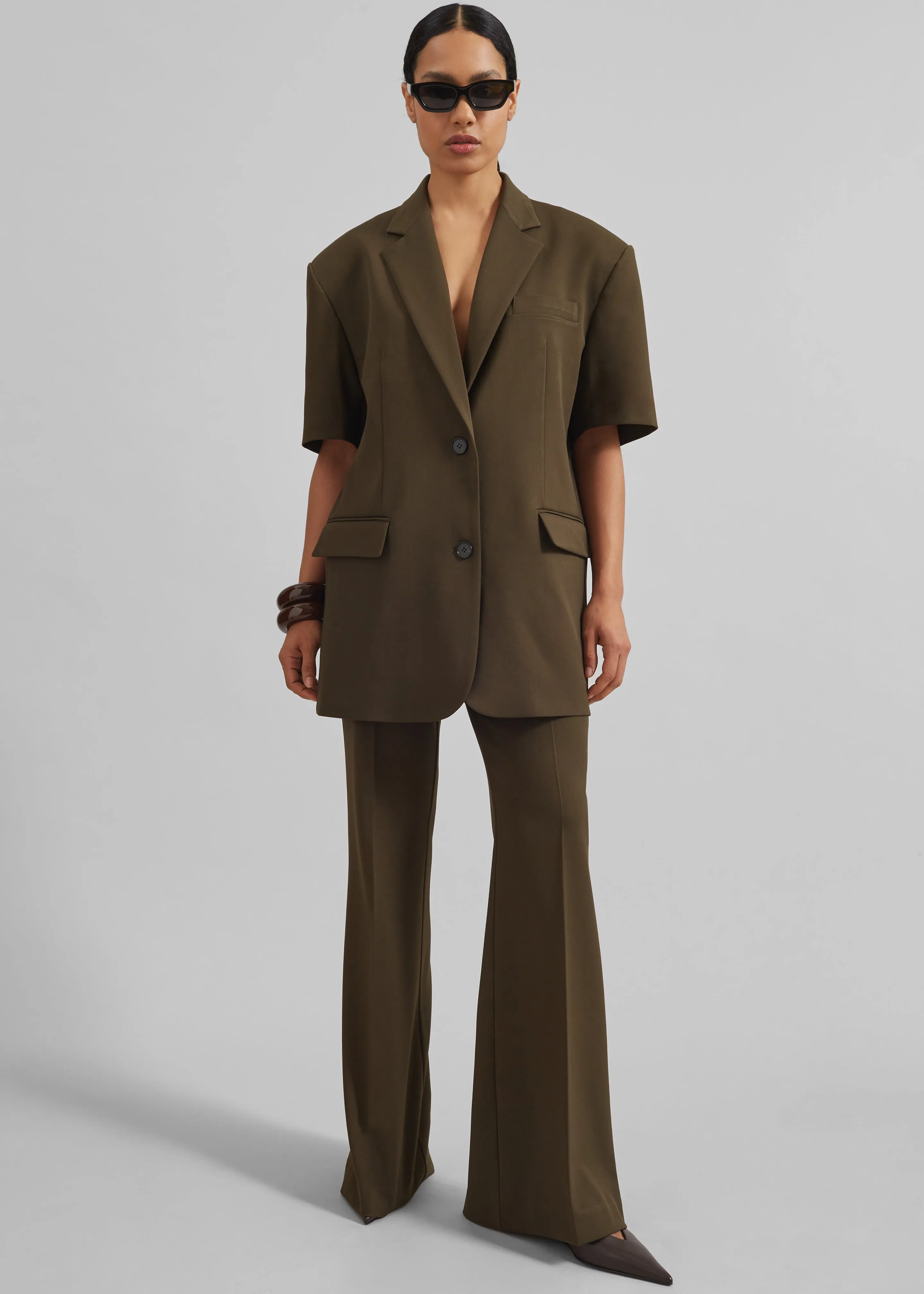 Maisie Short Sleeve Twill Blazer - Khaki sold by Frankie Shop product image thumbnail 4