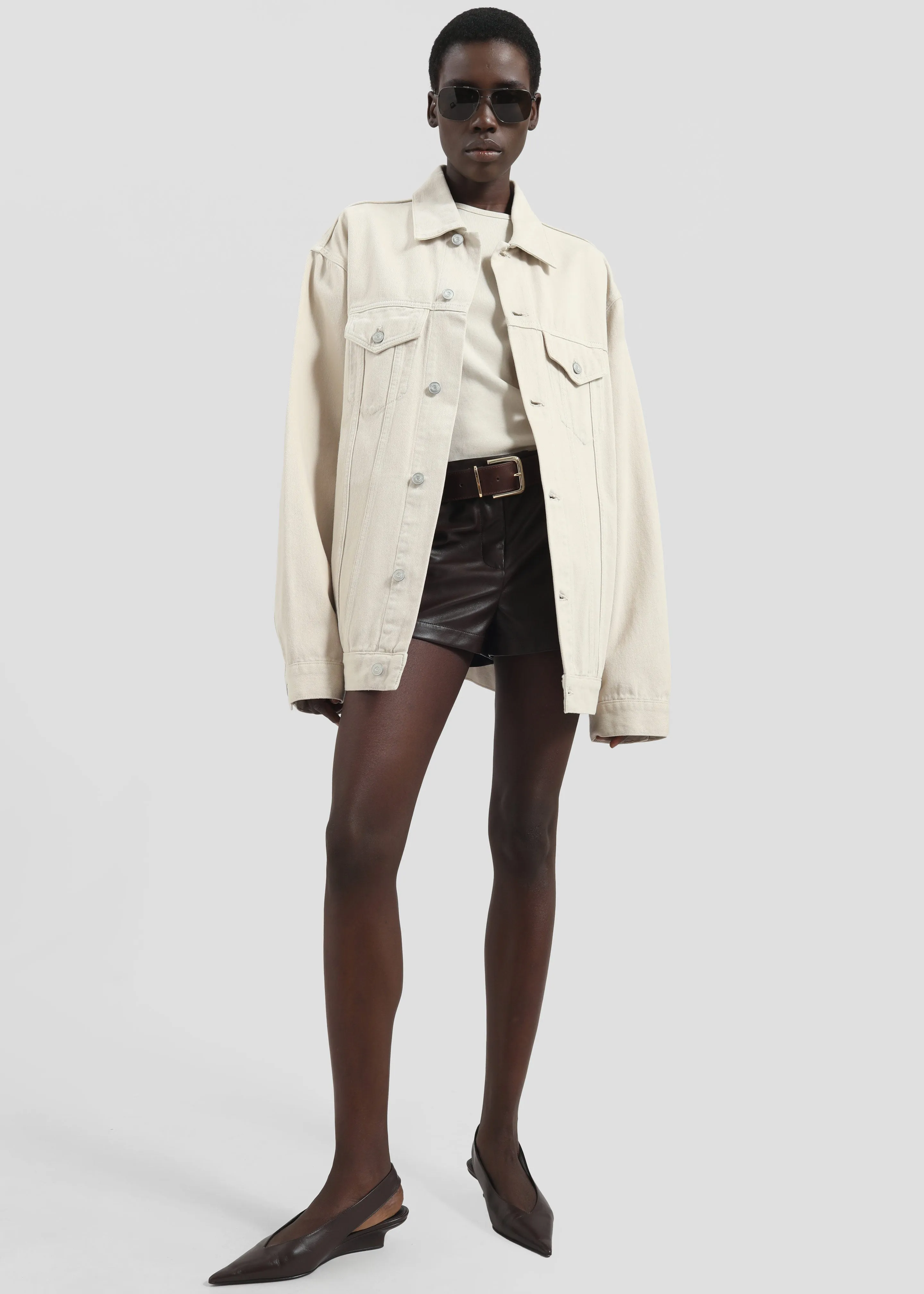 Belmont Faux Leather Hot Pants - Brown sold by Frankie Shop product image thumbnail 4
