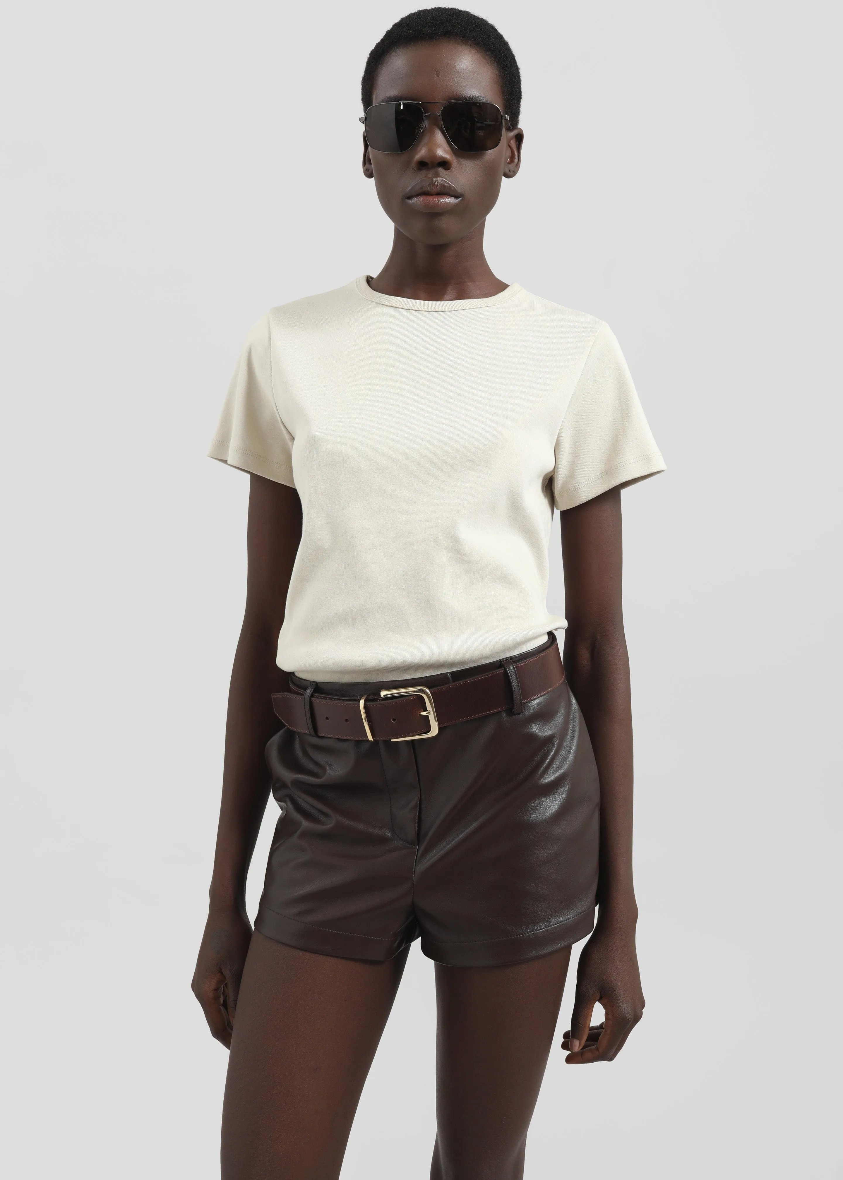 Belmont Faux Leather Hot Pants - Brown sold by Frankie Shop product image thumbnail 5