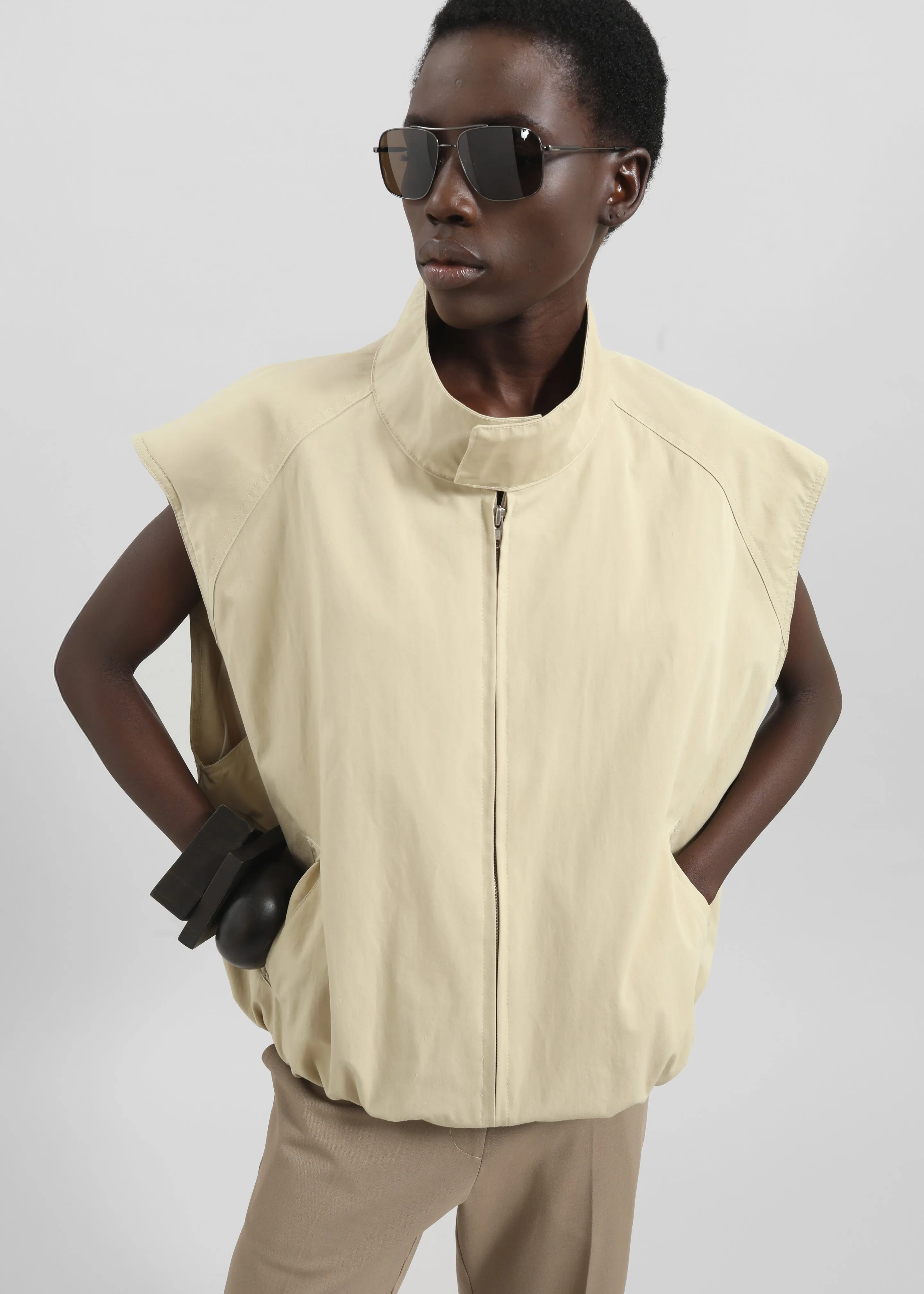 Caldain Sleeveless Jacket - Beige sold by Frankie Shop product image thumbnail 4