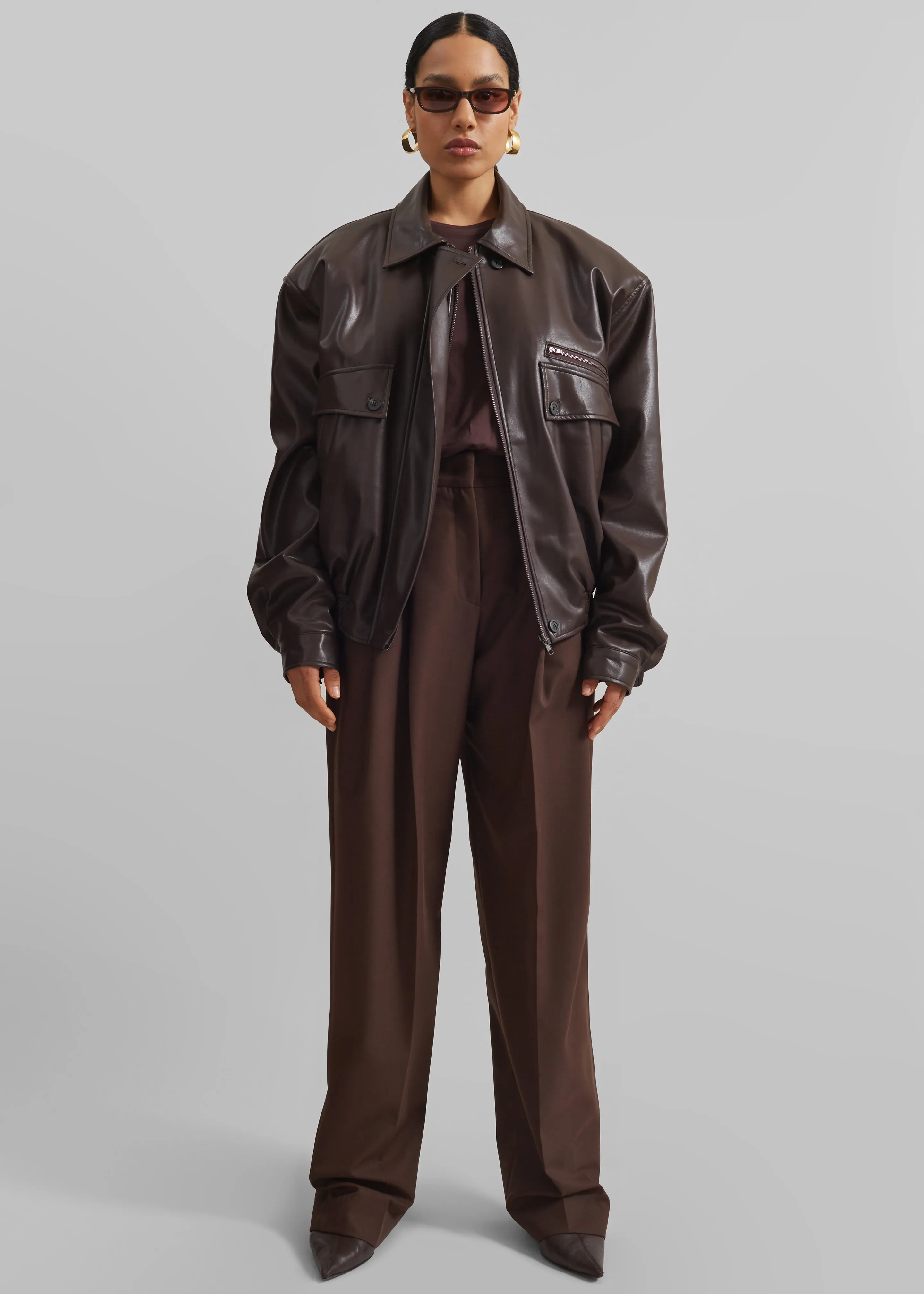 Belmont Faux Leather Jacket - Brown sold by Frankie Shop product image thumbnail 3