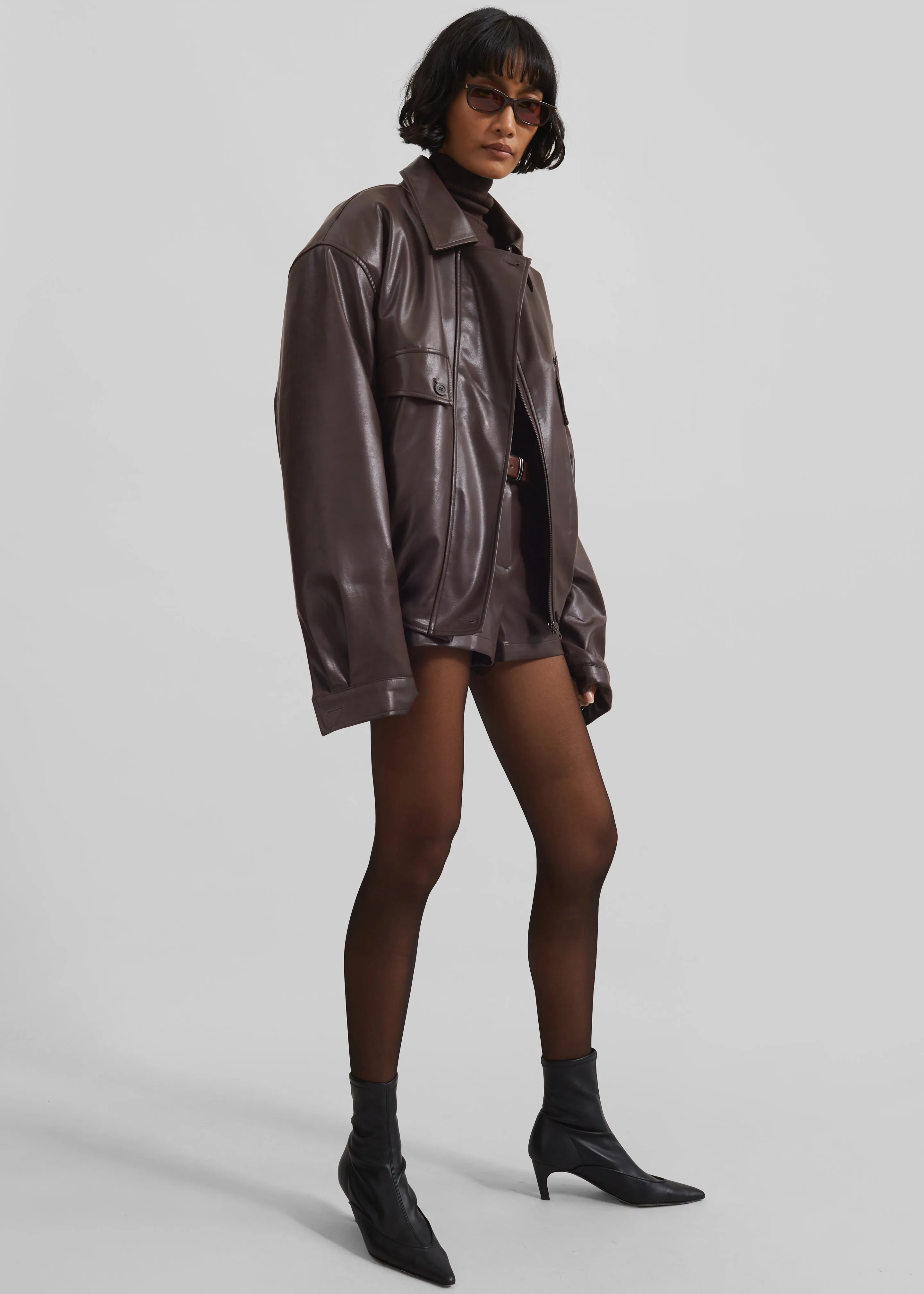 Belmont Faux Leather Jacket - Brown sold by Frankie Shop product image thumbnail 5