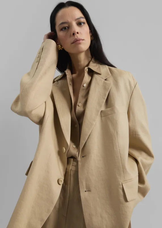 Brooklyn Linen Blazer - Beige sold by Frankie Shop