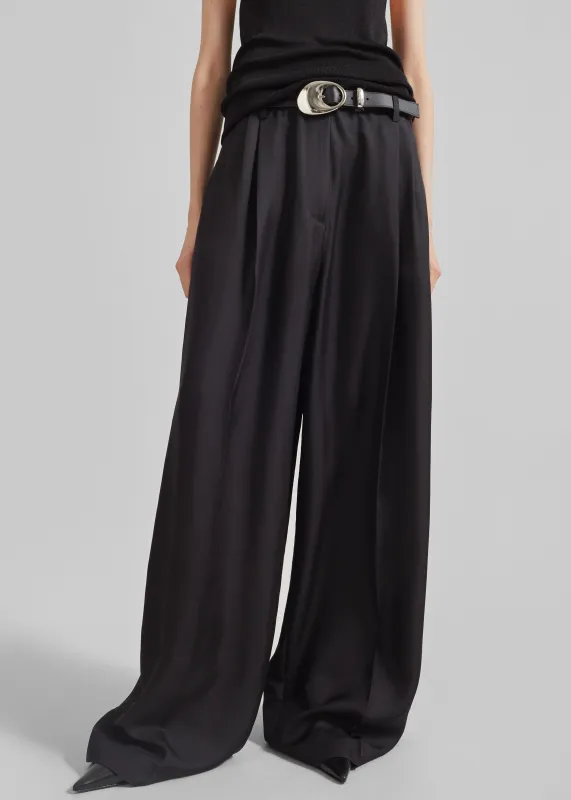 Marfa Pleated Silk Trousers - Black sold by Frankie Shop