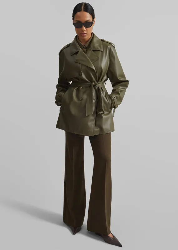 Medora Faux Leather Trench - Khaki sold by Frankie Shop