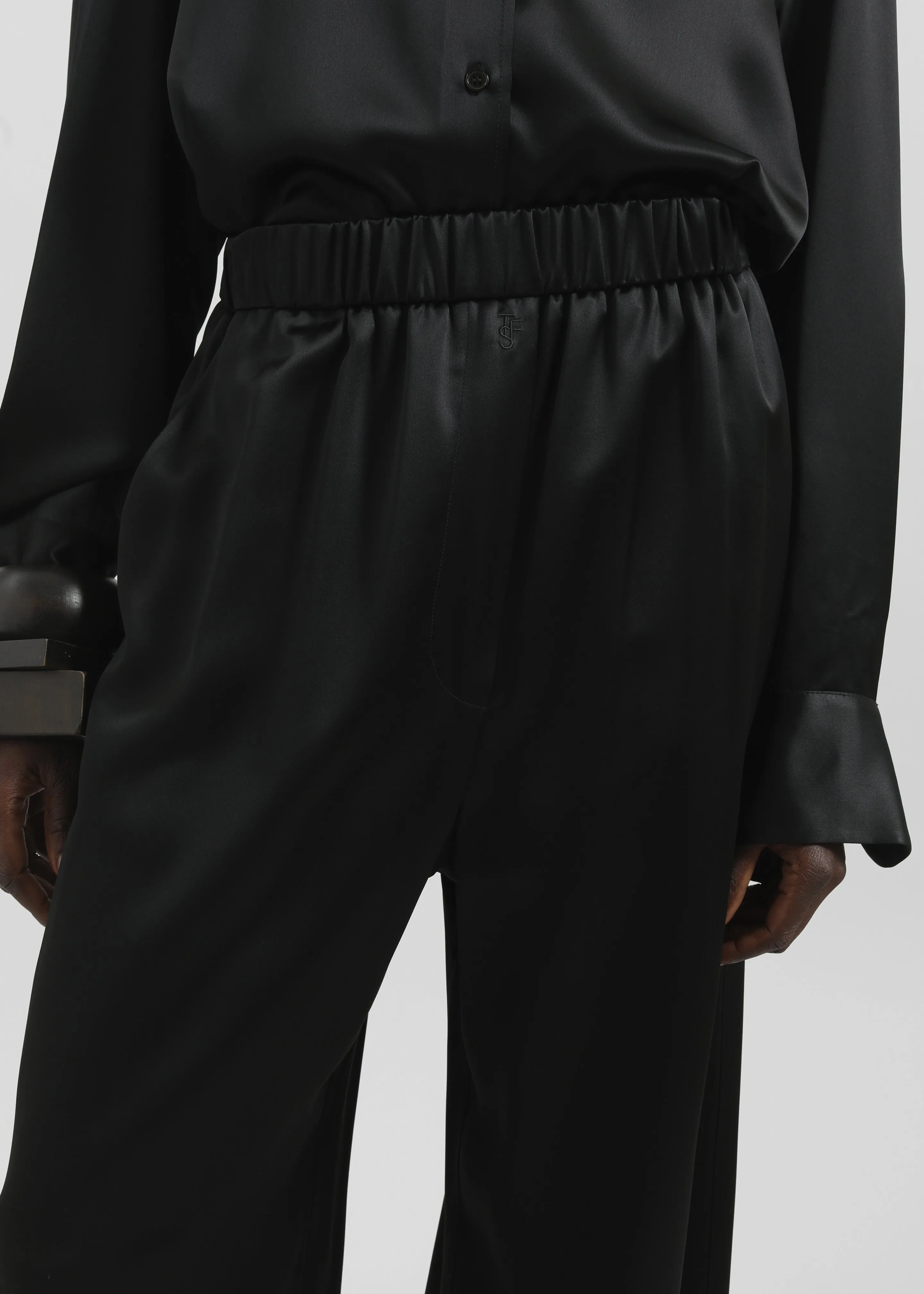 Mirca Satin Elastic Pants - Black sold by Frankie Shop product image thumbnail 3