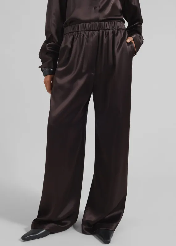 Mirca Satin Elastic Pants - Brown sold by Frankie Shop