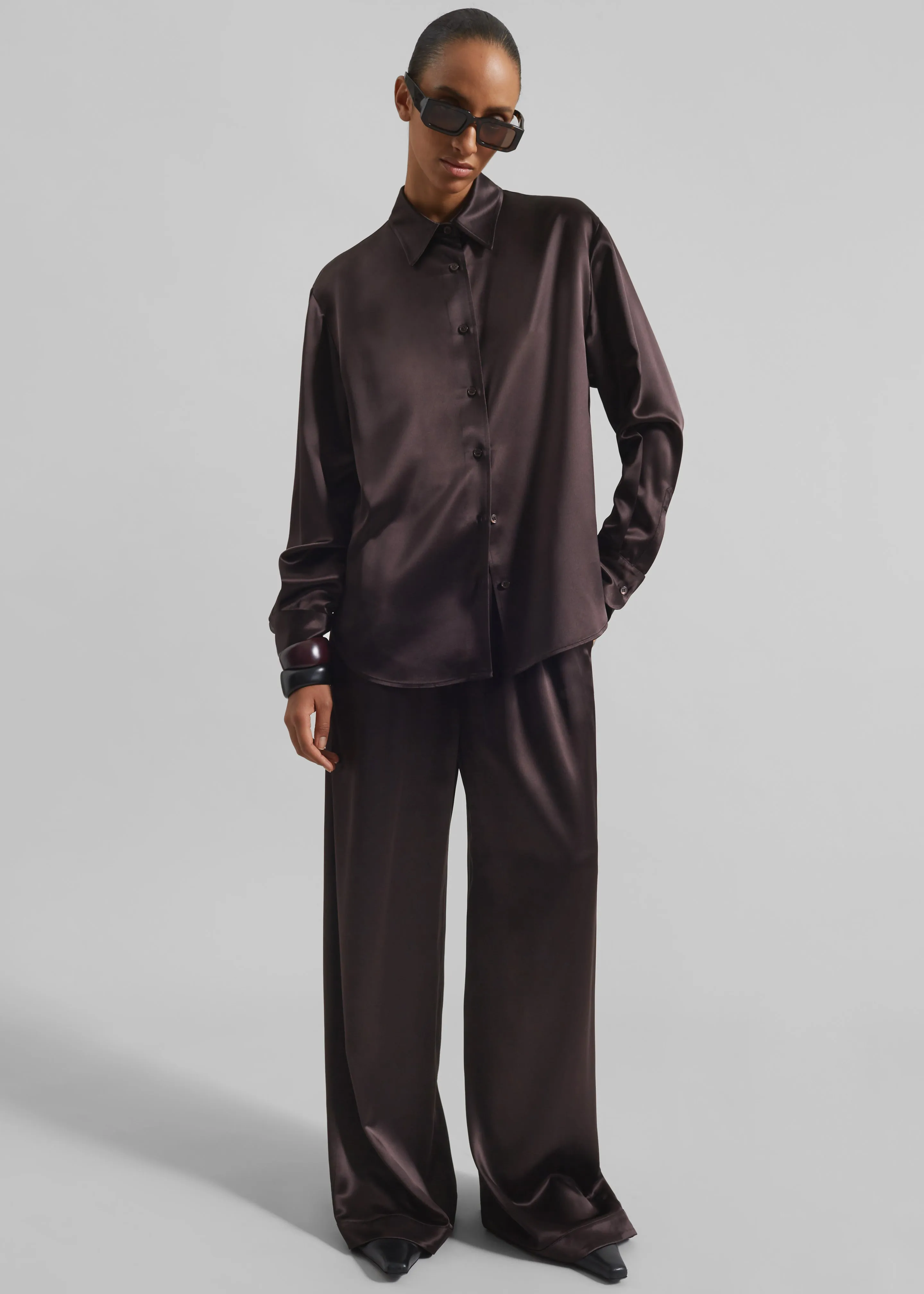 Mirca Satin Elastic Pants - Brown sold by Frankie Shop product image thumbnail 2