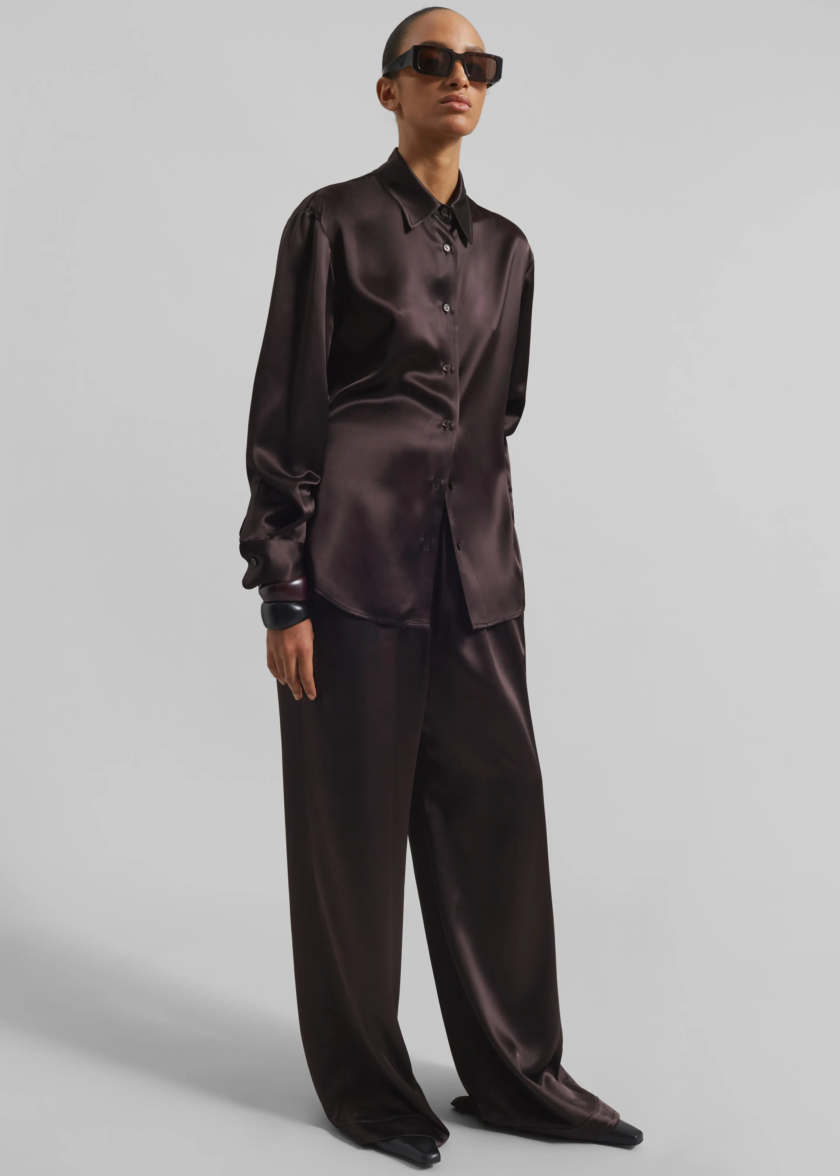 Mirca Satin Elastic Pants - Brown sold by Frankie Shop product image thumbnail 5