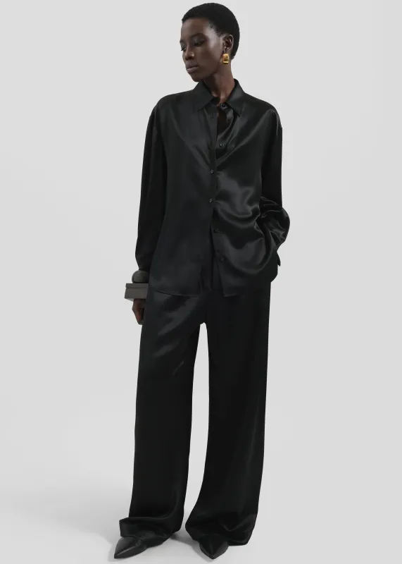 Peri Satin Shirt - Black sold by Frankie Shop