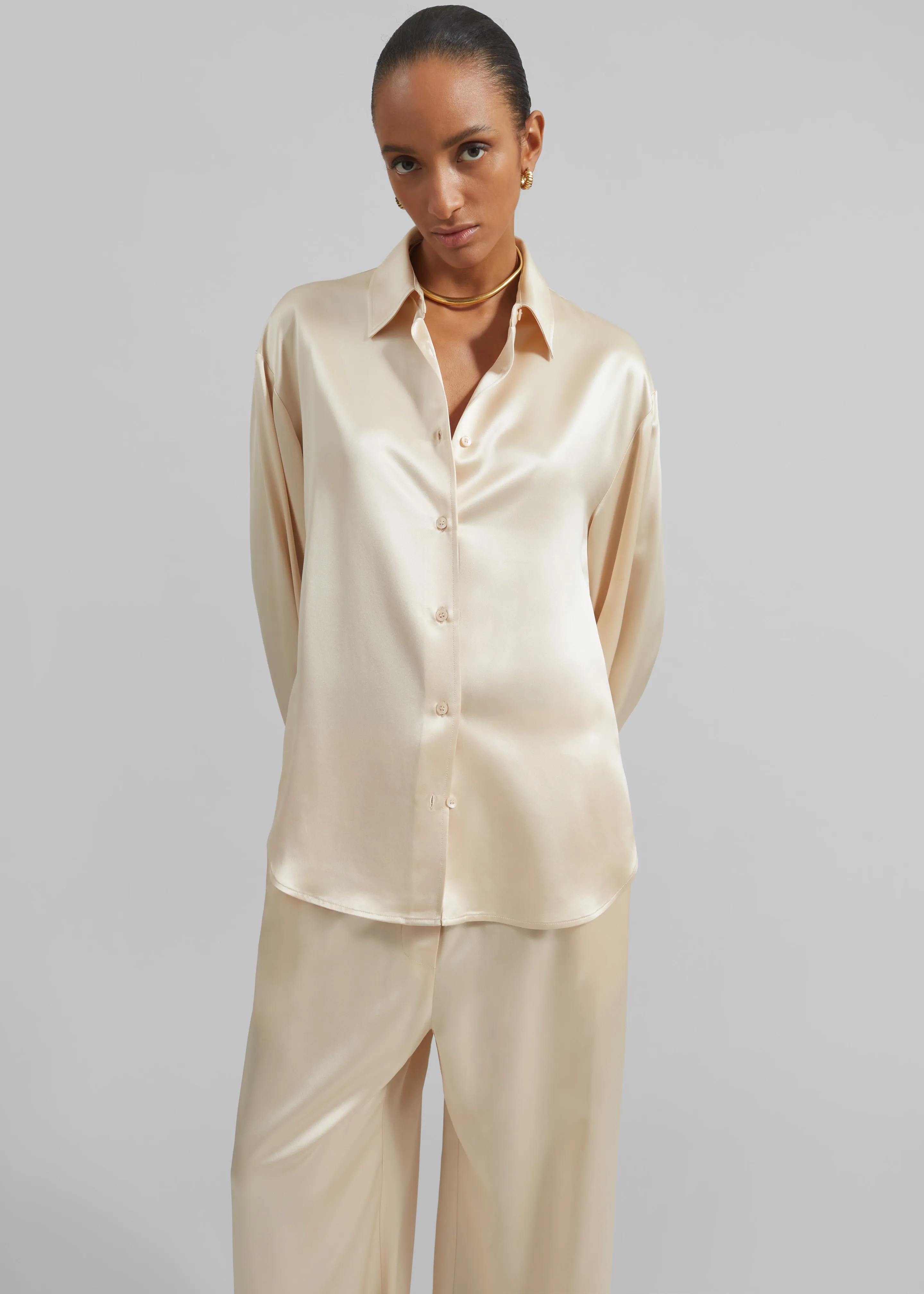 Peri Satin Shirt - Champagne sold by Frankie Shop