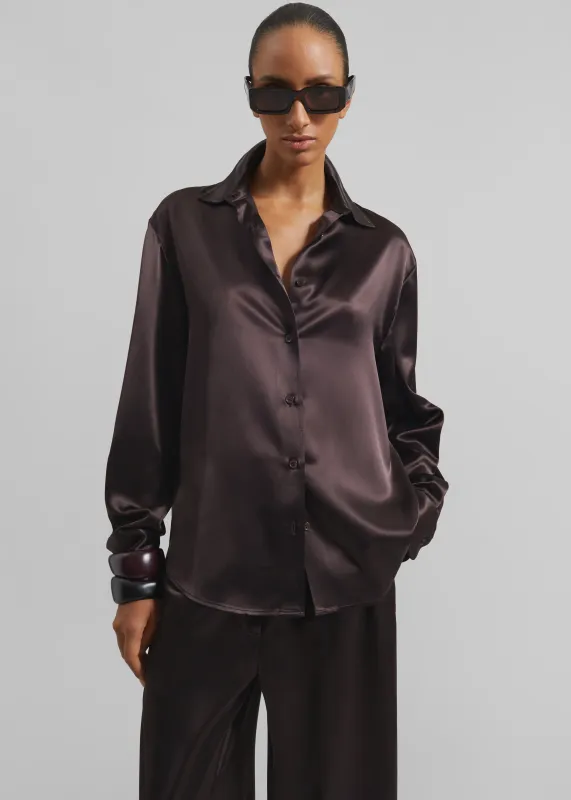 Peri Satin Shirt - Brown sold by Frankie Shop
