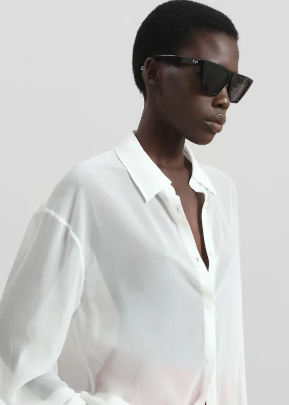 Peri Silk Georgette Shirt - White sold by Frankie Shop