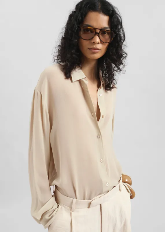Peri Silk Georgette Shirt - Beige sold by Frankie Shop