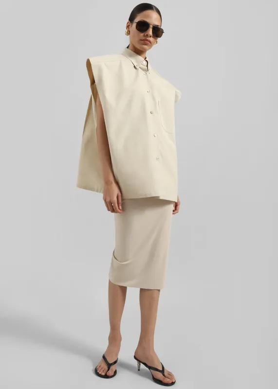Quenin Sleeveless Button Down Shirt - Beige sold by Frankie Shop