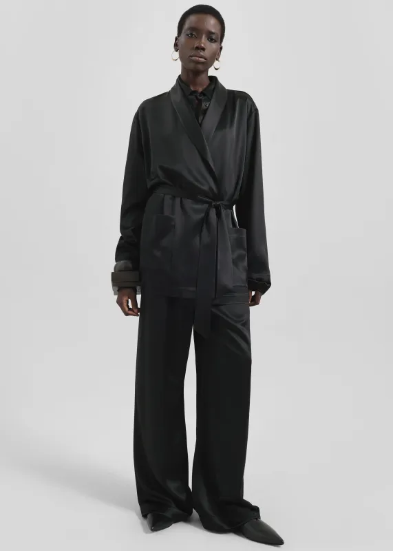 Scarlett Satin Kimono Jacket - Black sold by Frankie Shop