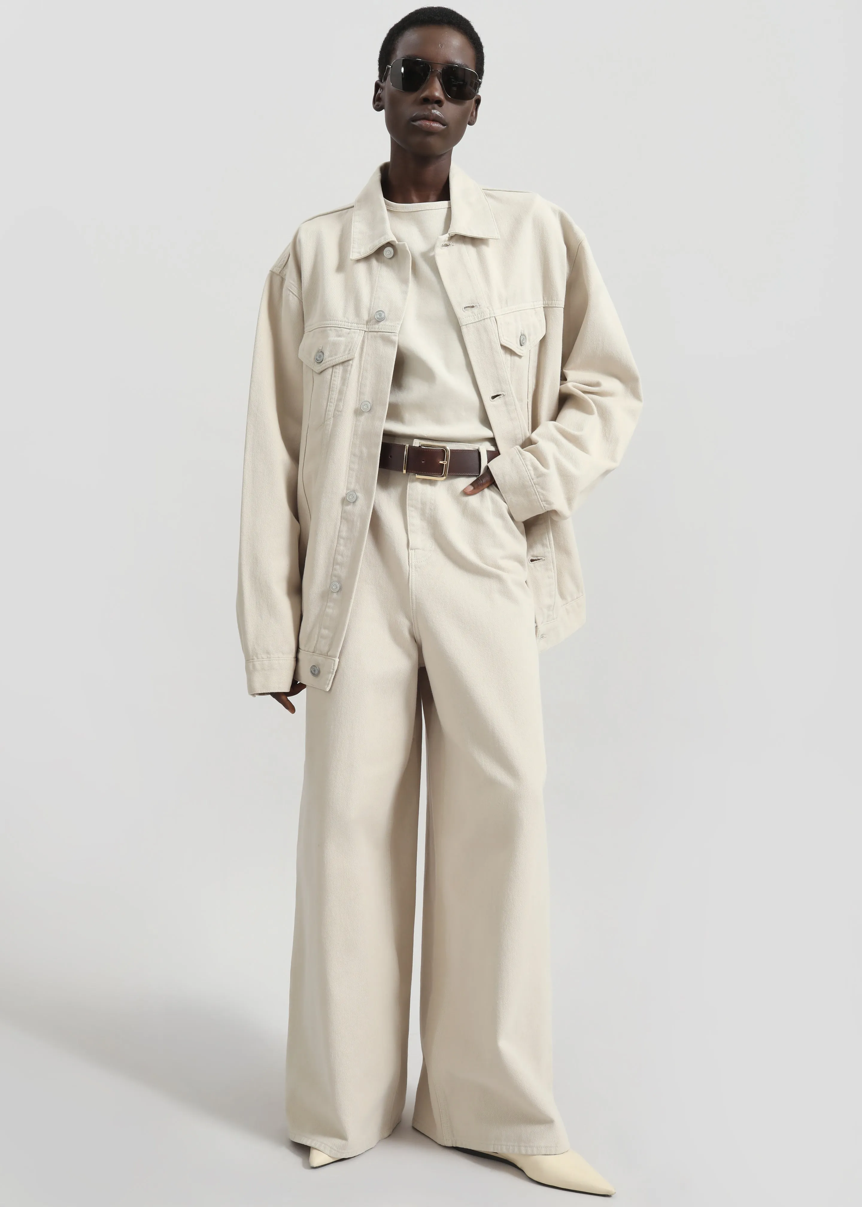 Sasha Wide Leg Jeans - Sand sold by Frankie Shop