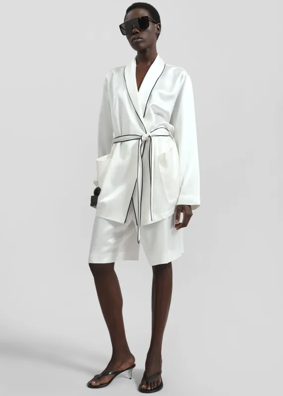 Scarlett Satin Kimono Jacket - White made by Frankie Shop