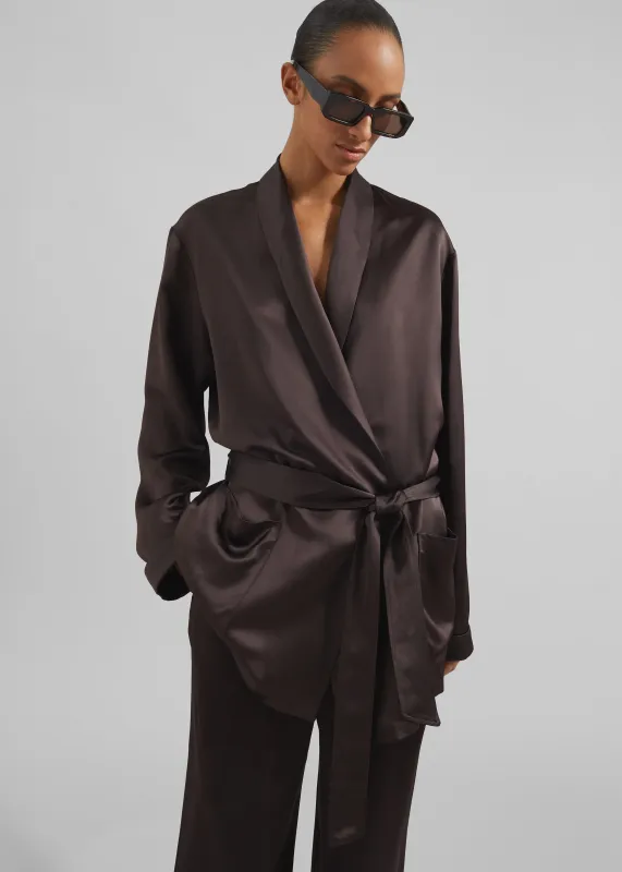 Scarlett Satin Kimono Jacket - Brown sold by Frankie Shop