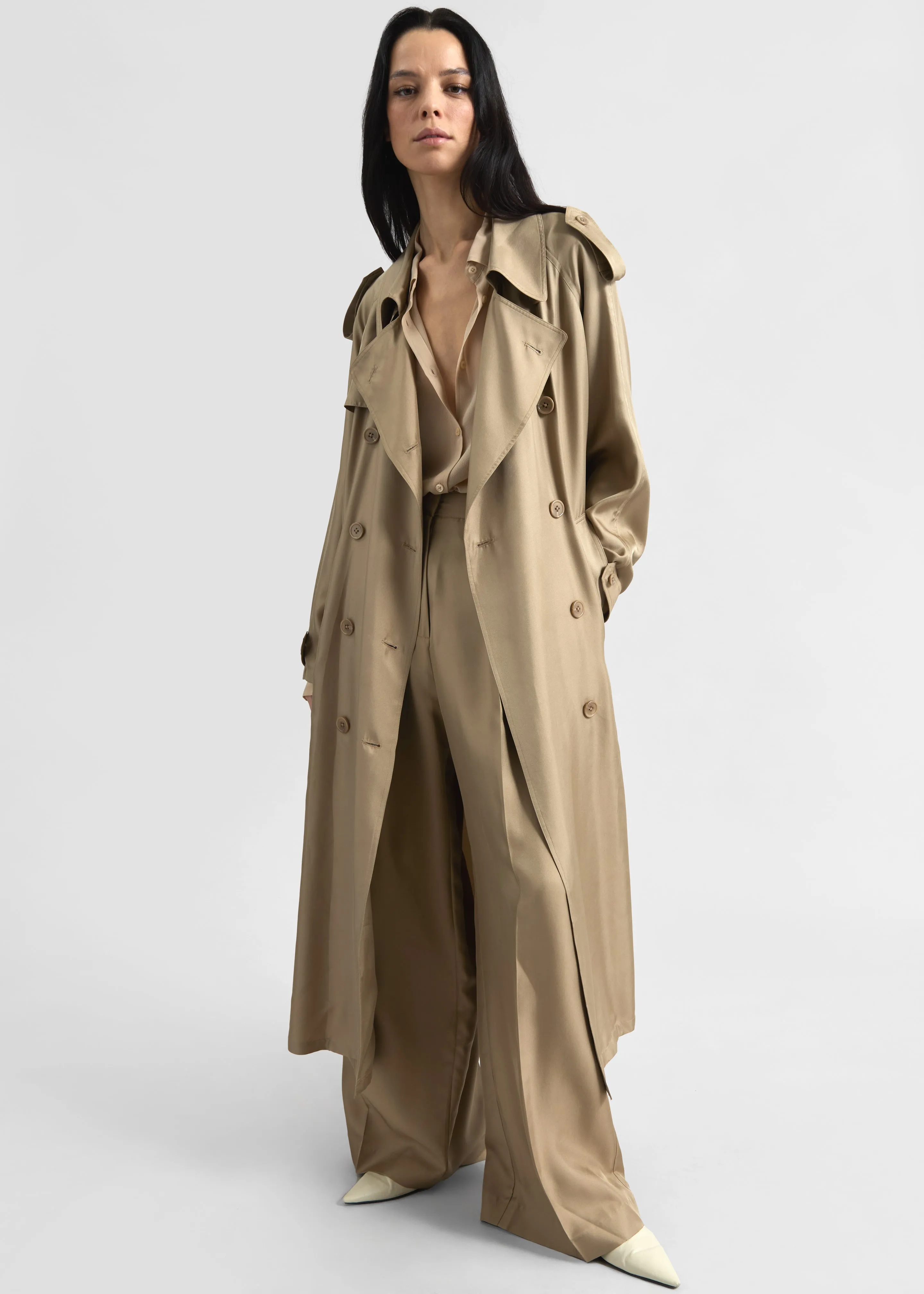 Veyron Silk Trench - Beige sold by Frankie Shop